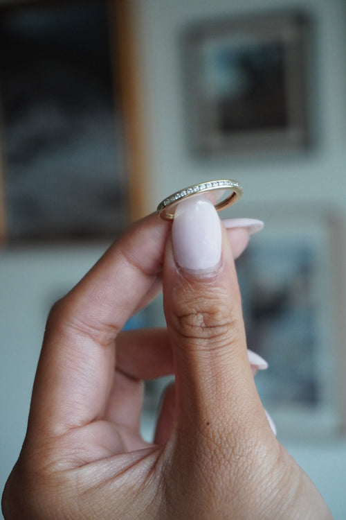 10K Yellow Gold Diamond Stacker Ring Sz 7