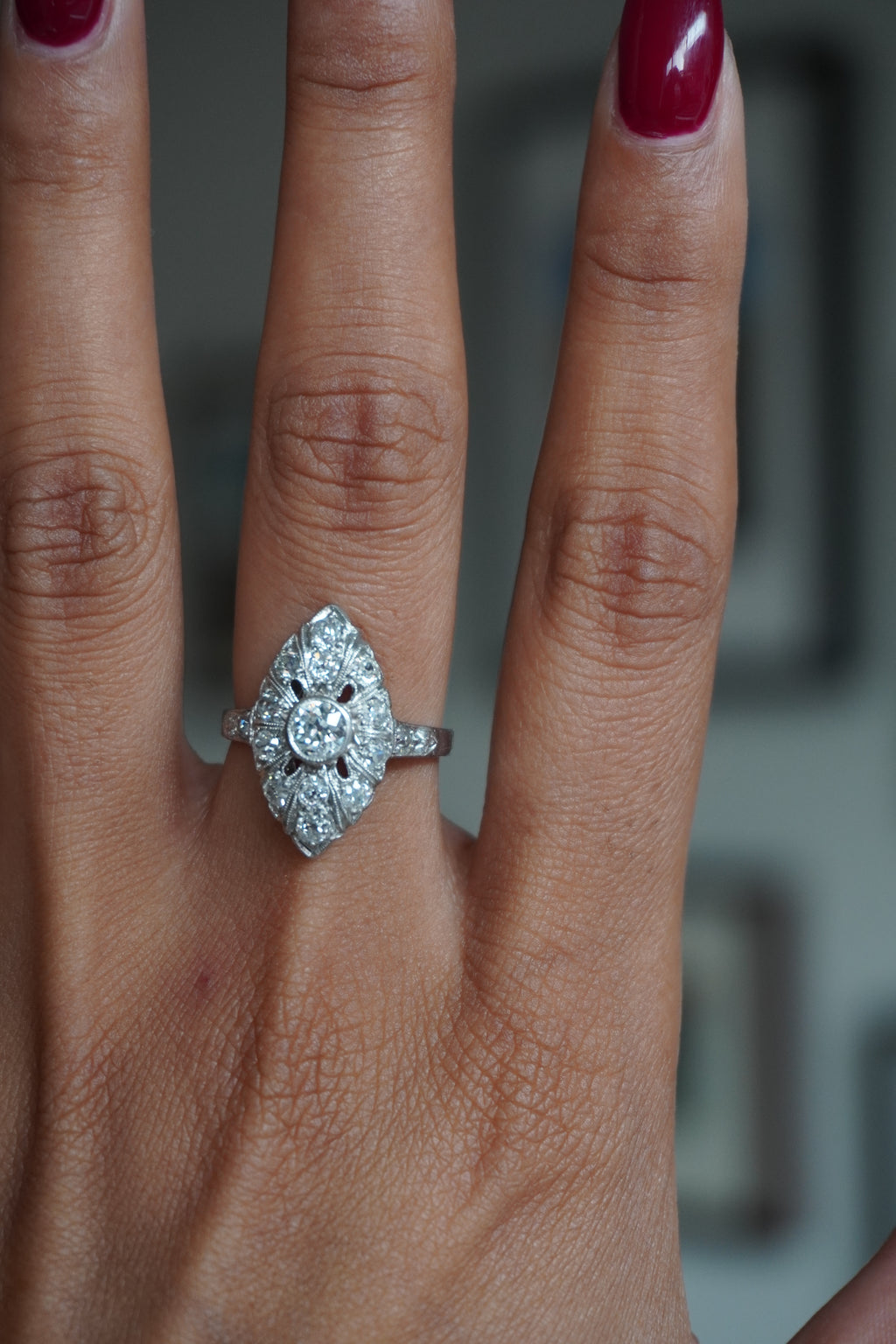 Platinum Antique Art Deco Old Mine Cut Diamond (0.82 ctw) Ring Sz 6 (5.45 g)