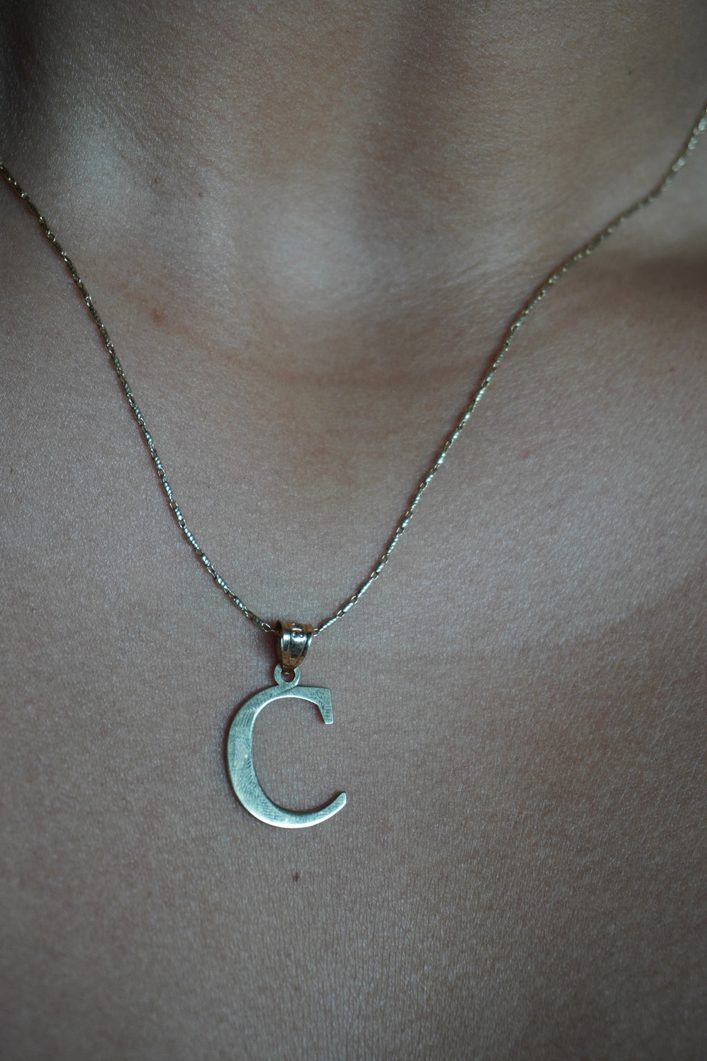 14K Yellow Gold "C" Initial Pendant