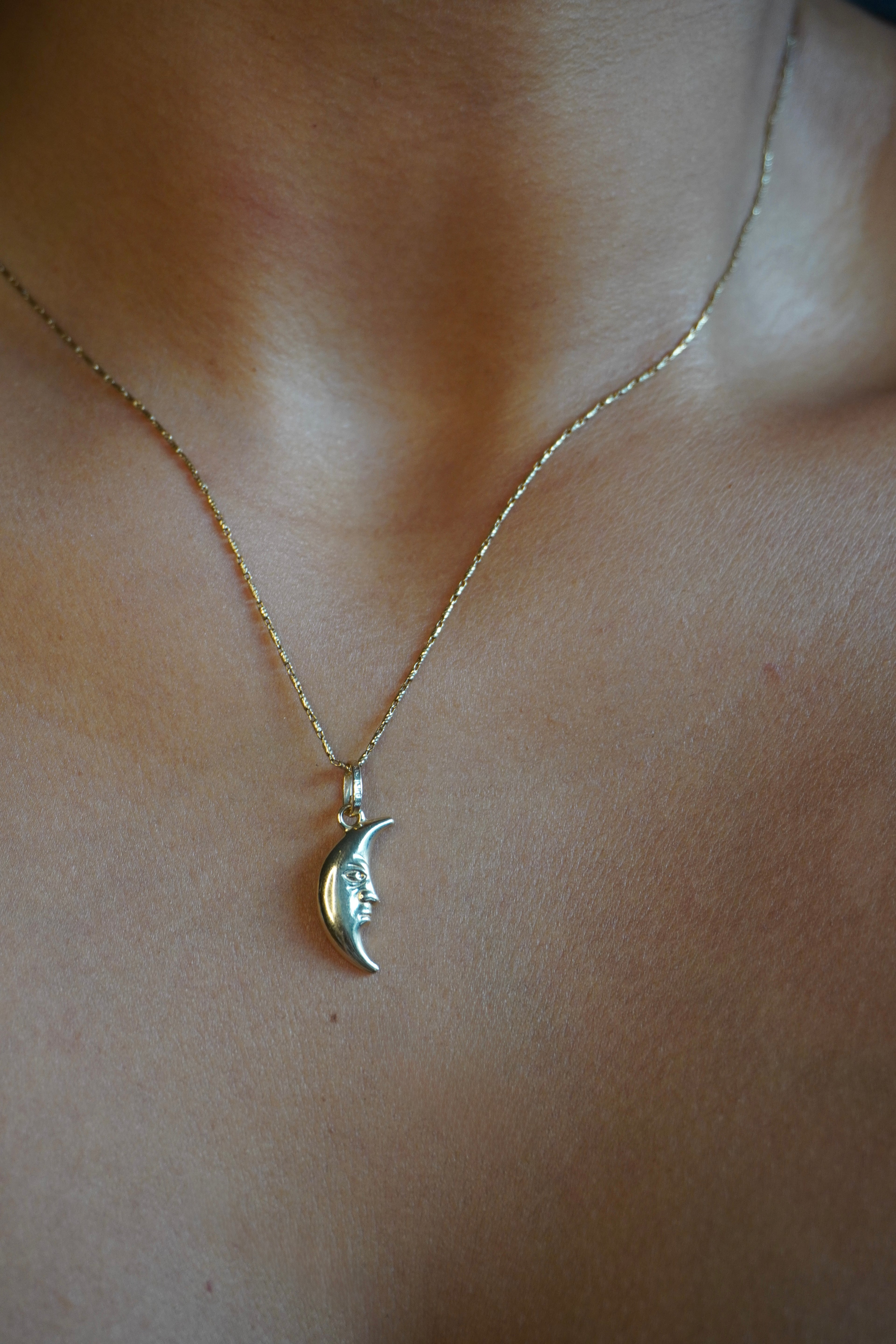14K Yellow Gold Moon Pendant