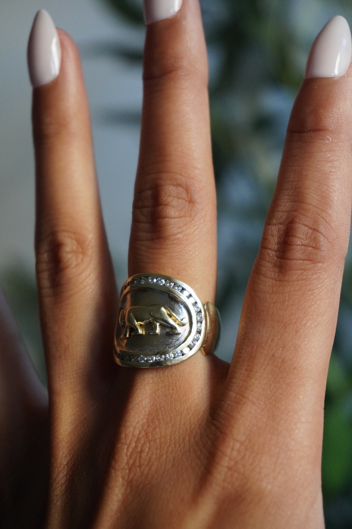 14K Two Tone Panther Diamond (~0.70 ctw) Ring Sz 6.75 (9.56 g)