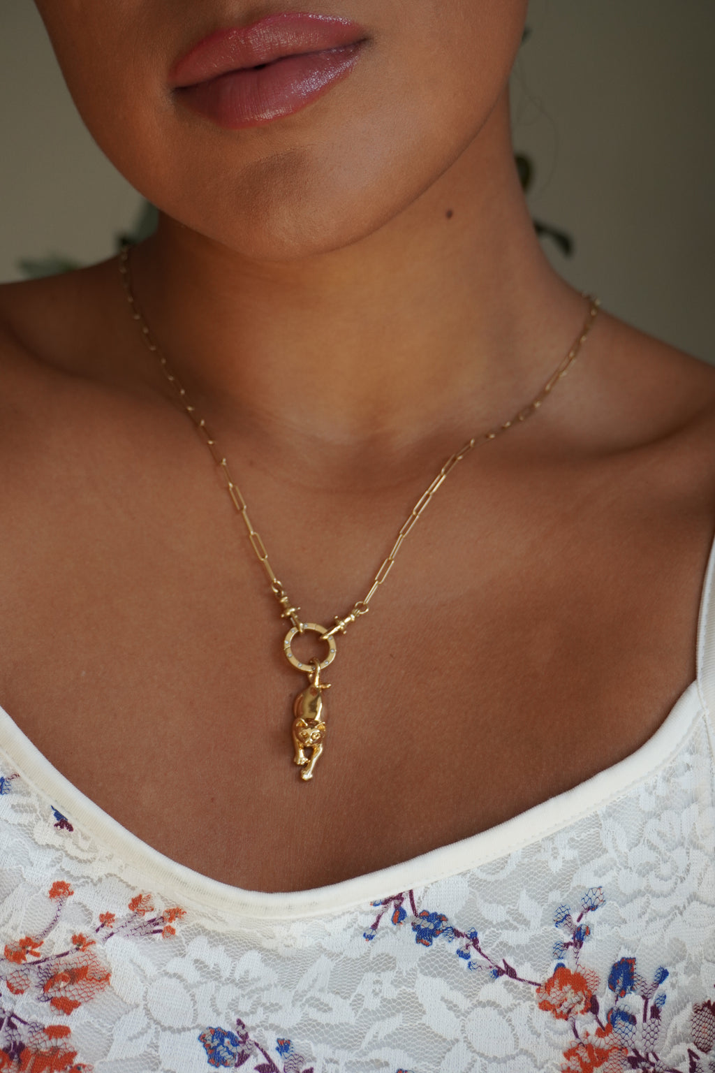 14K Yellow Gold Cat Pendant (3.3 g)