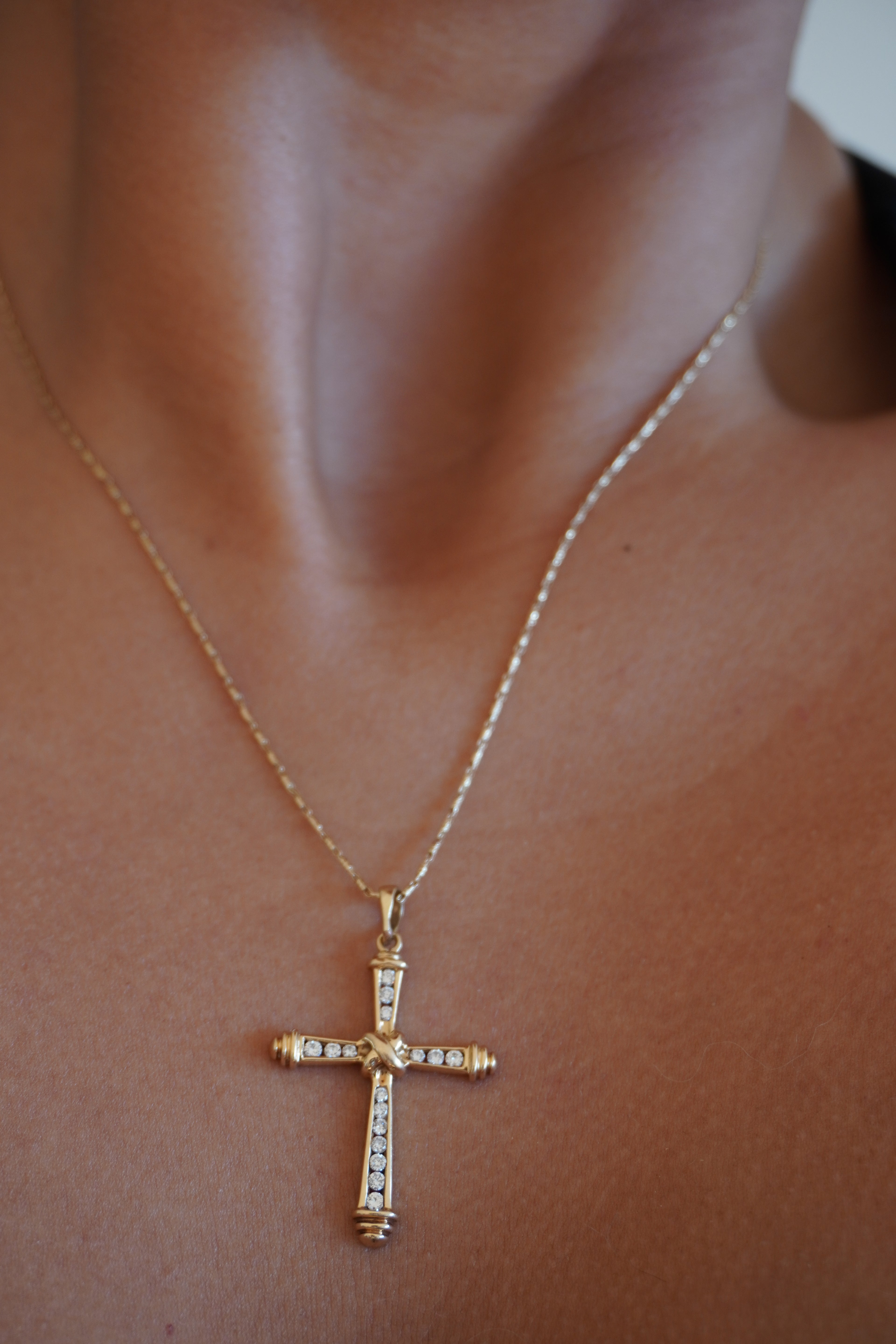 14K Yellow Gold Diamond Cross Pendant