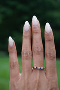 14K Yellow Gold Sapphire Diamond Stacker Sz 7 (2.1 grams)