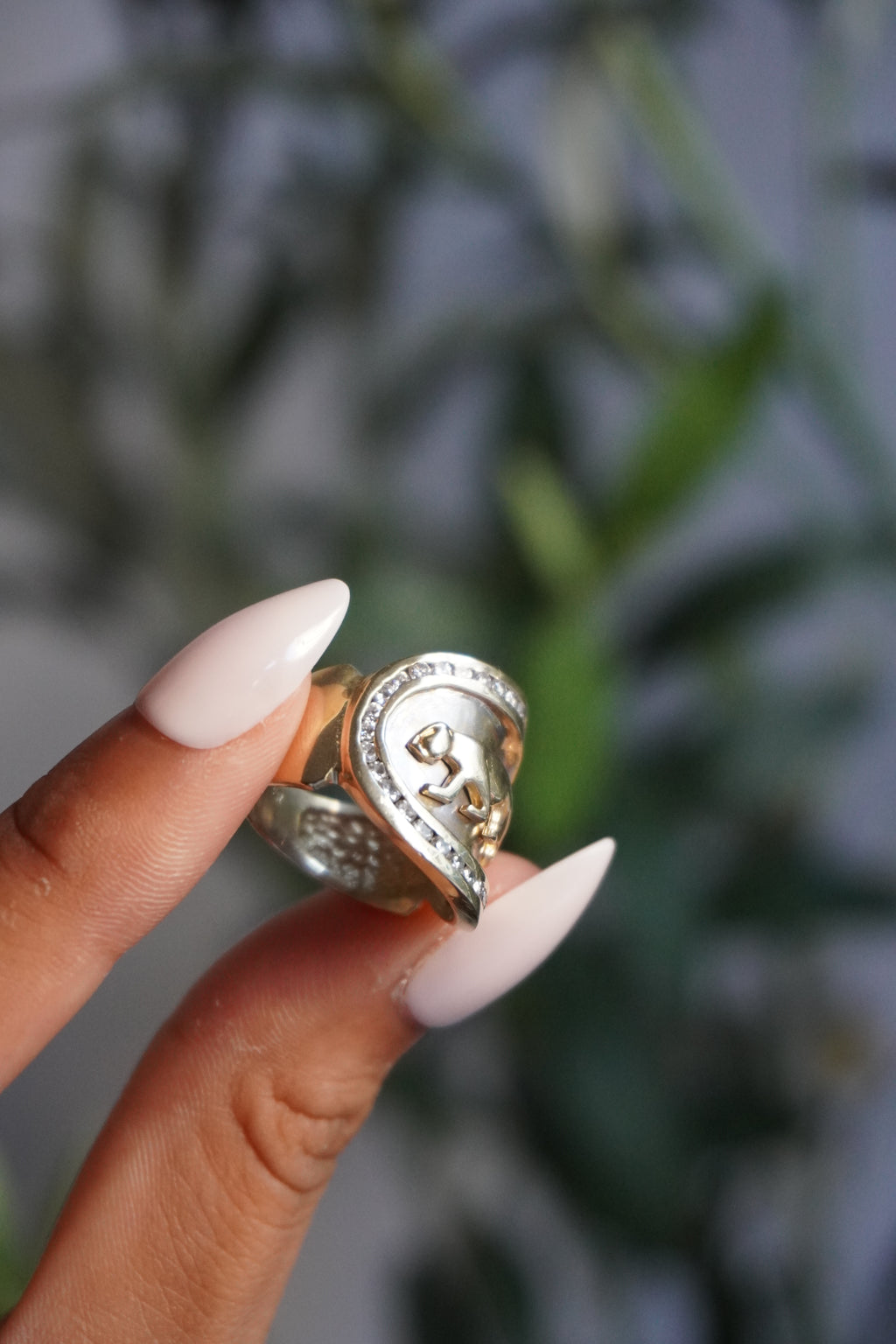 14K Two Tone Panther Diamond (~0.70 ctw) Ring Sz 6.75 (9.56 g)