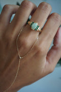14K Yellow Gold Jade Emerald Ring Sz 7.75 (2.7 g)