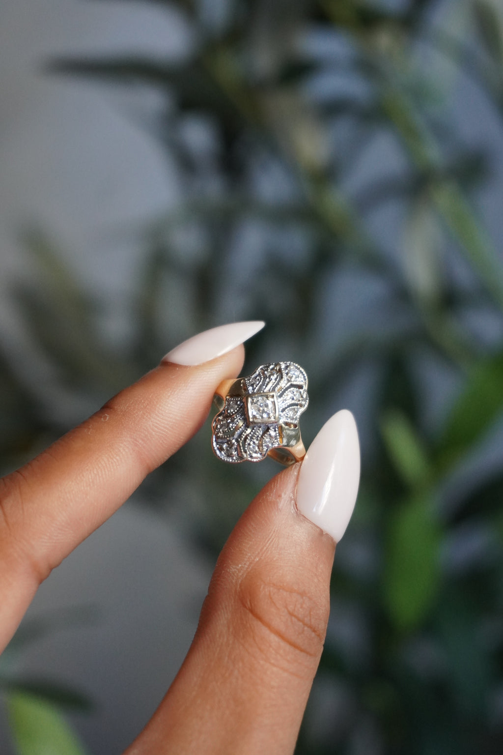 14K Yellow Gold Diamond (0.25 ctw) Filigree Ring Sz 5 (3 g)