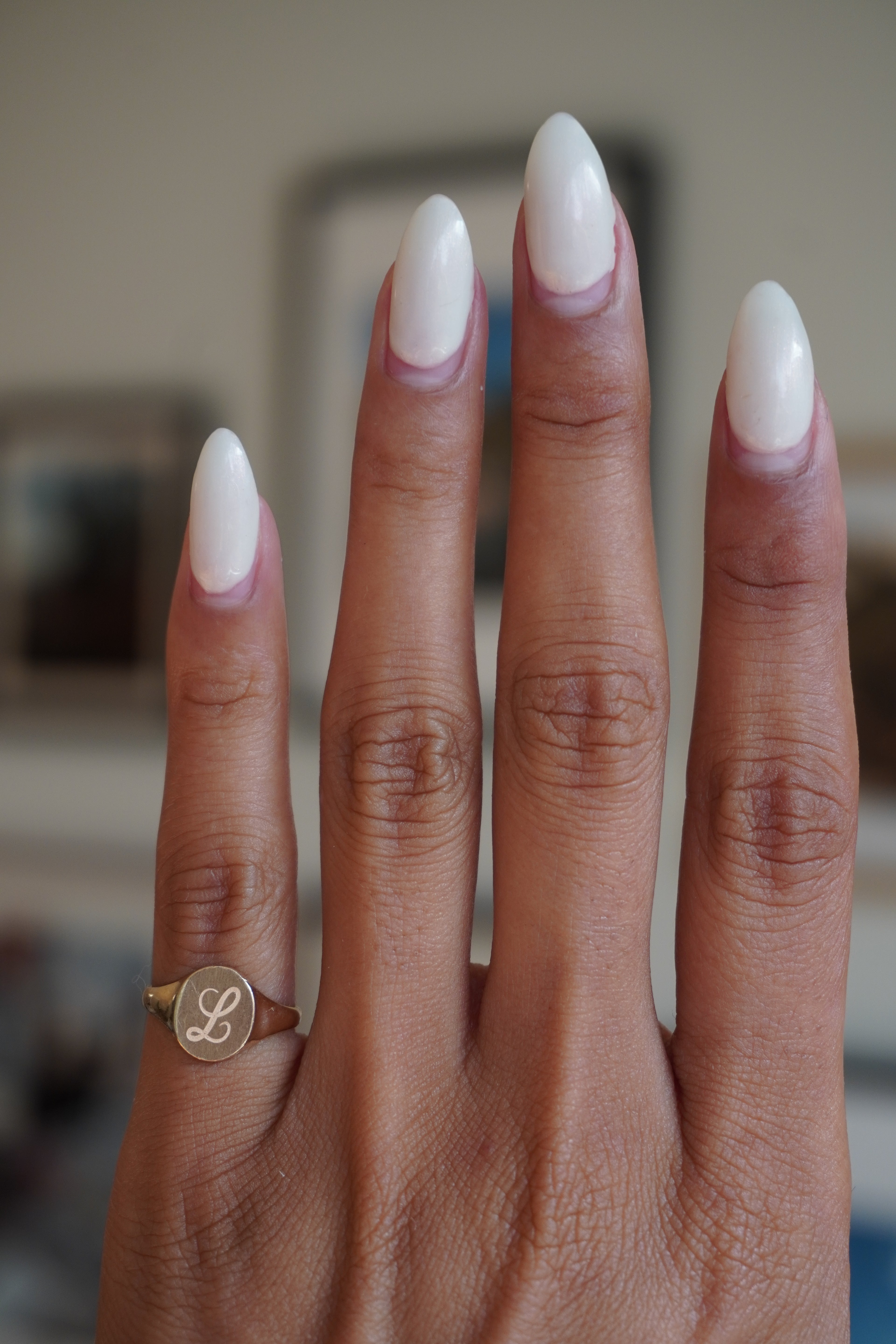 10K Yellow Gold "L" Initial Pinky Signet Ring Sz 3.5