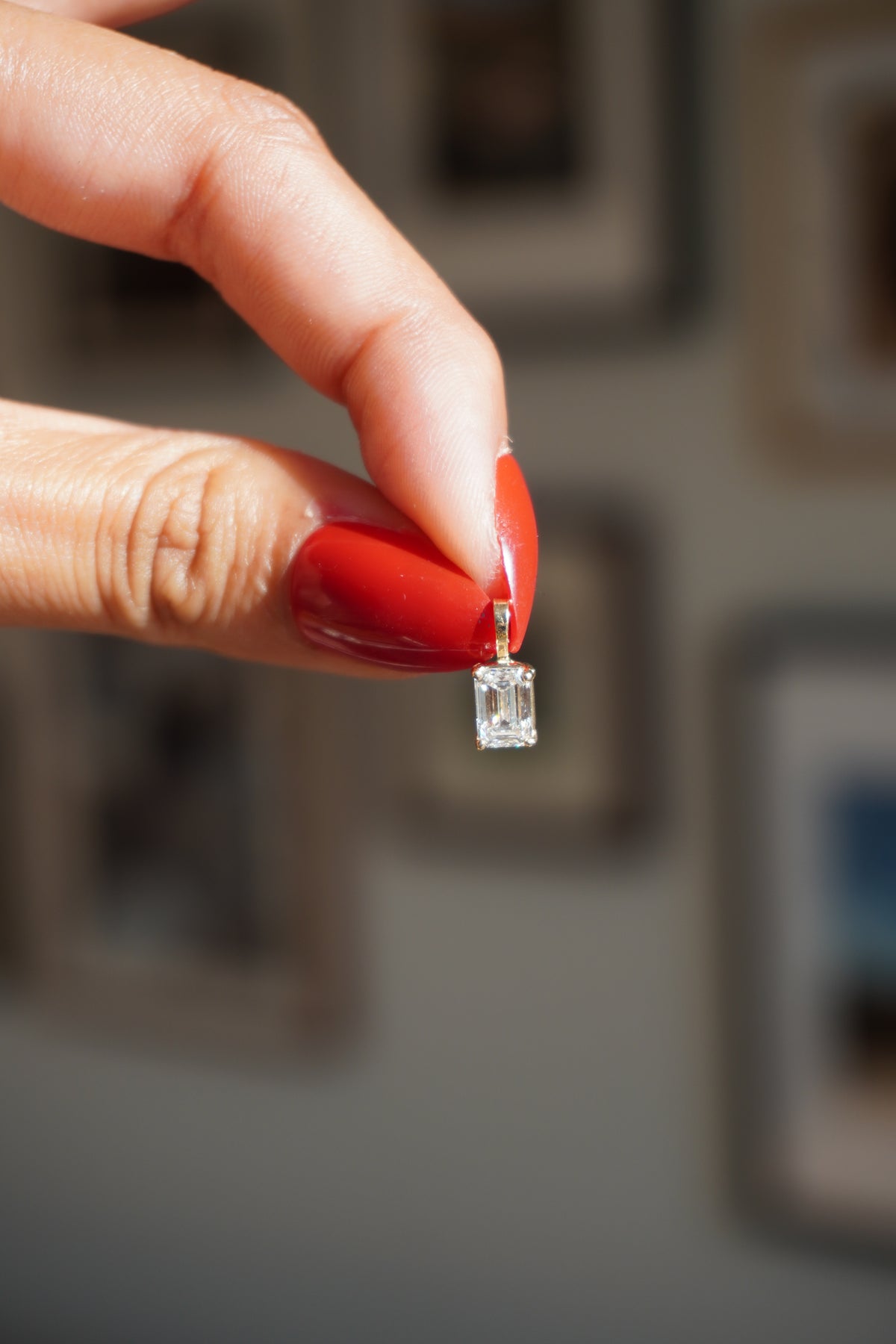 14K Yellow Gold Emerald Cut 0.93 ct Lab-Grown Diamond Pendant (E, VS 1)
