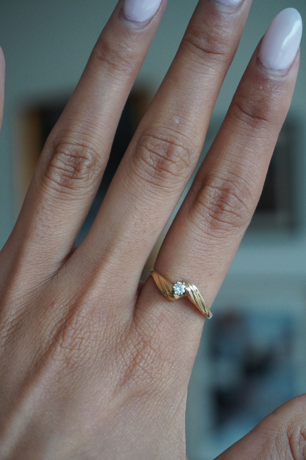 10K Yellow Gold Diamond Solitaire Ring Sz 7.5