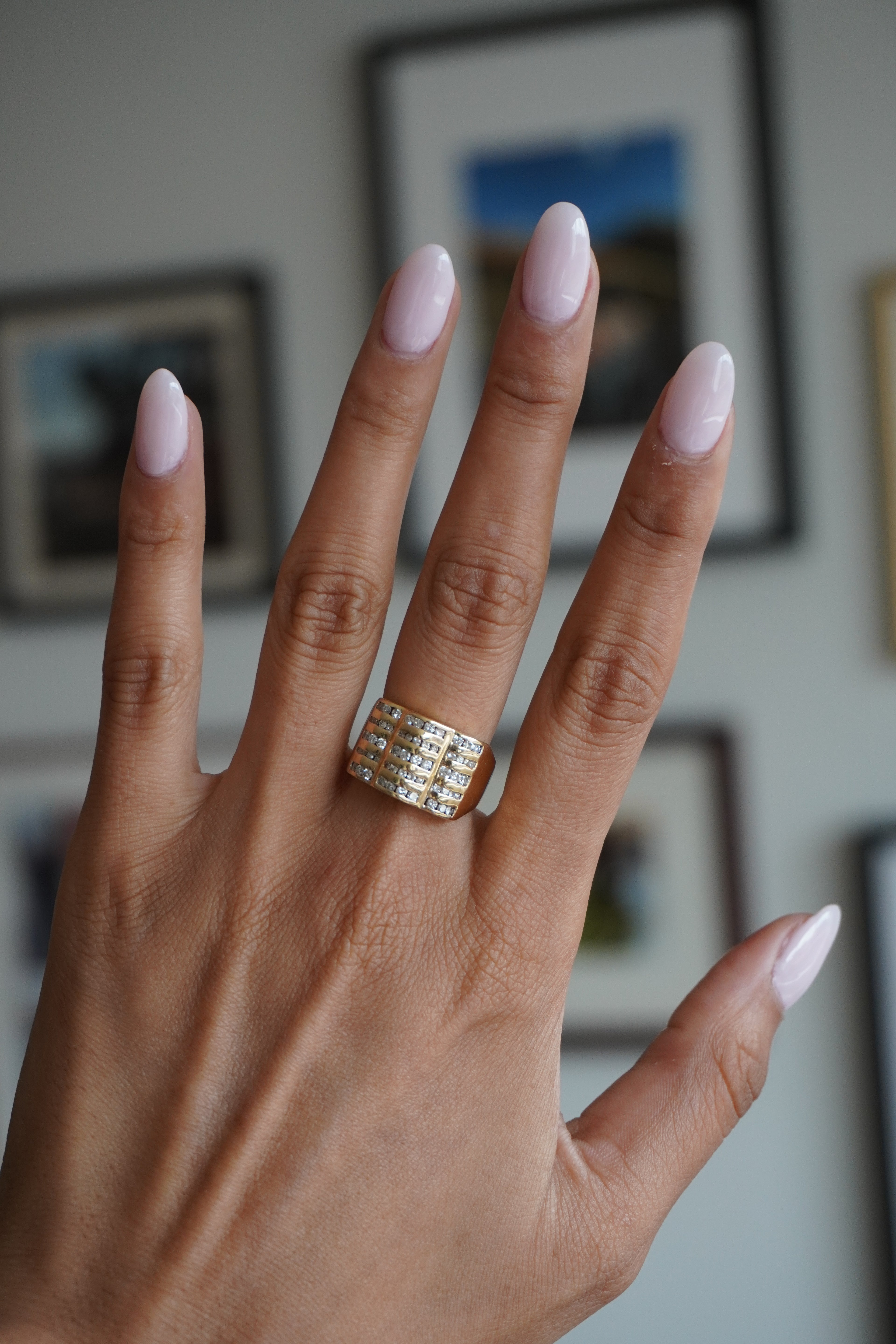 14K Yellow Gold Diamond ( ~1.00 ctw) Wave Ring Sz 7.25