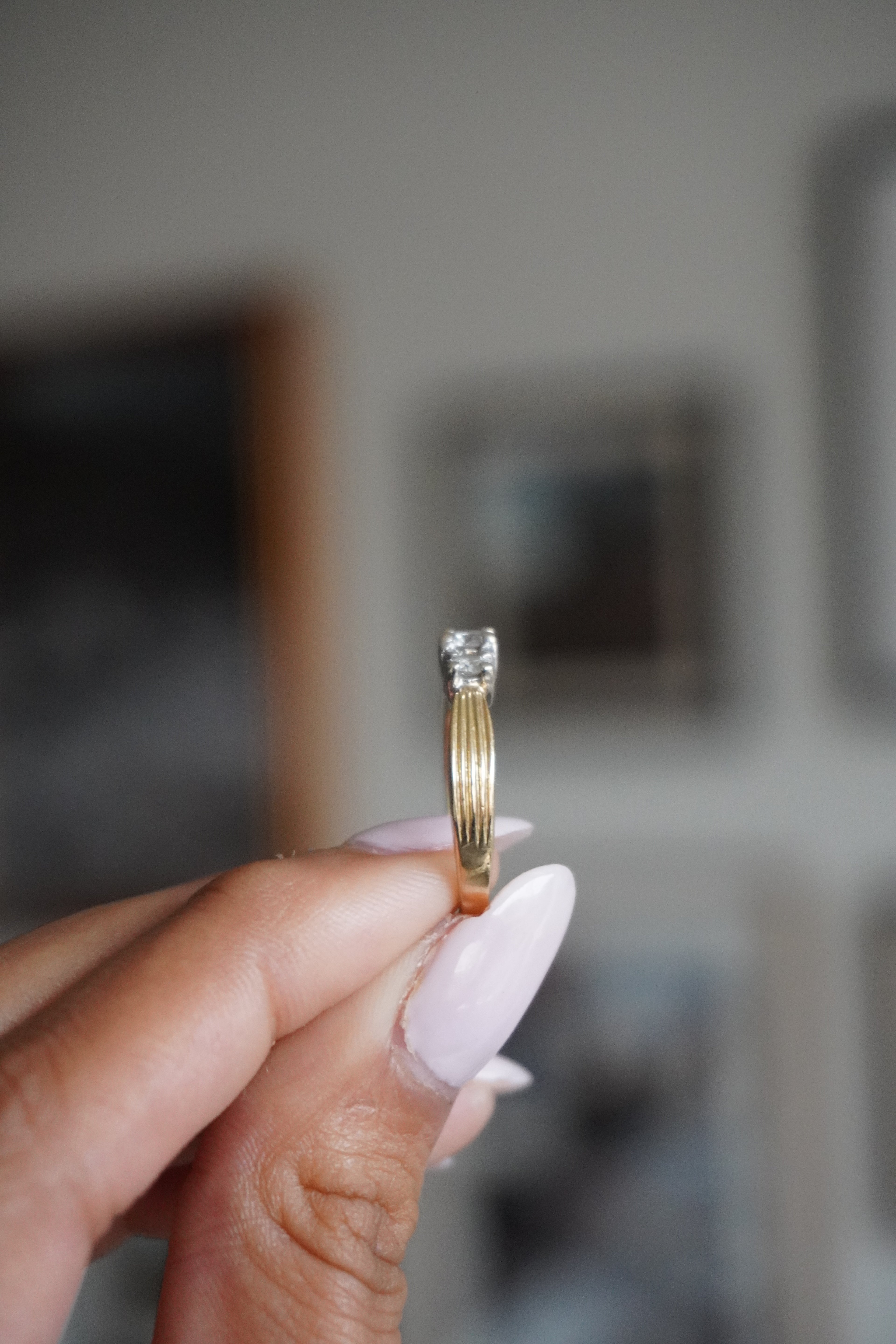 14K Yellow Gold 3 Diamond Ring (RBC .48 ctw I/SI) Size 5.75