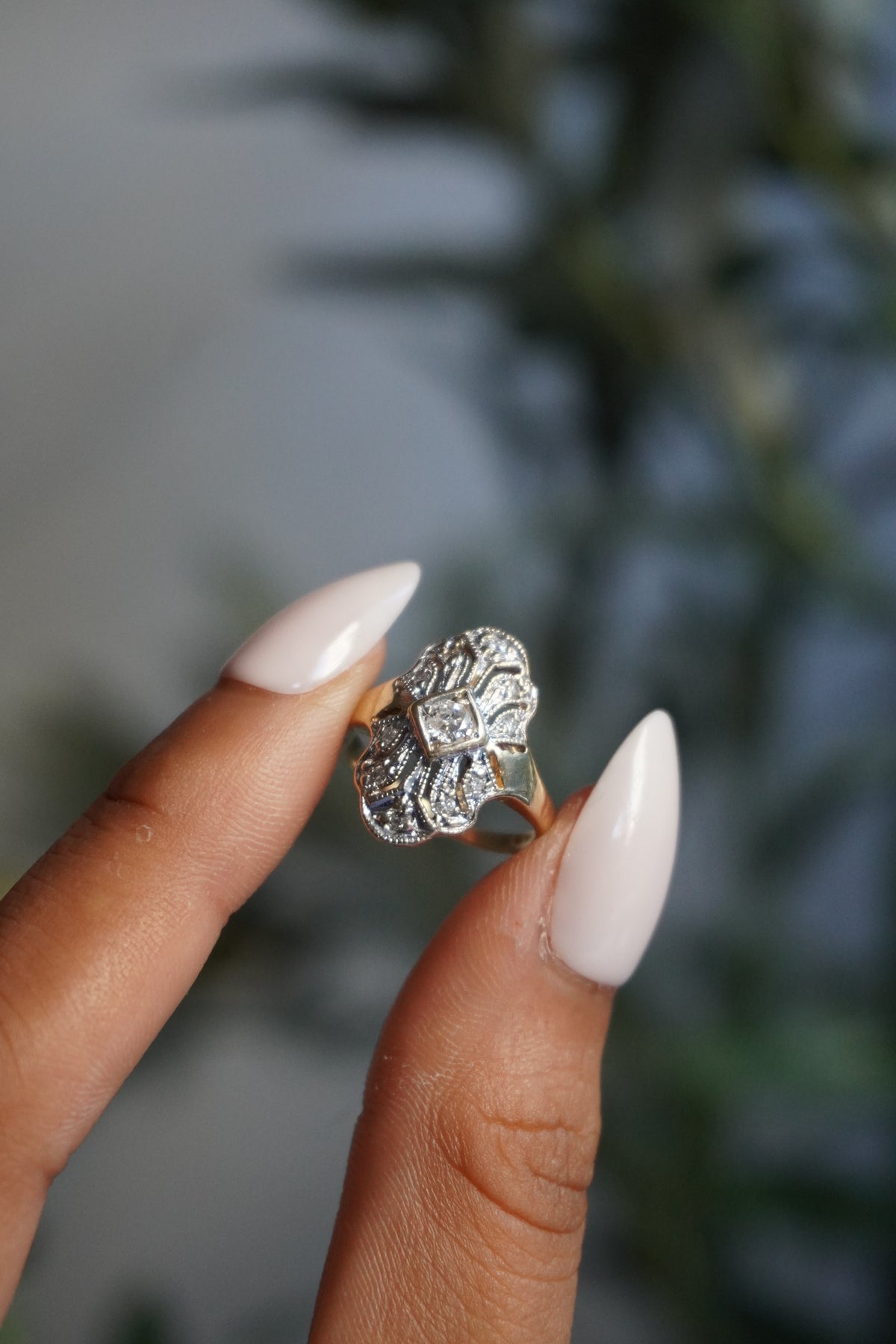 14K Yellow Gold Diamond (0.25 ctw) Filigree Ring Sz 5 (3 g)