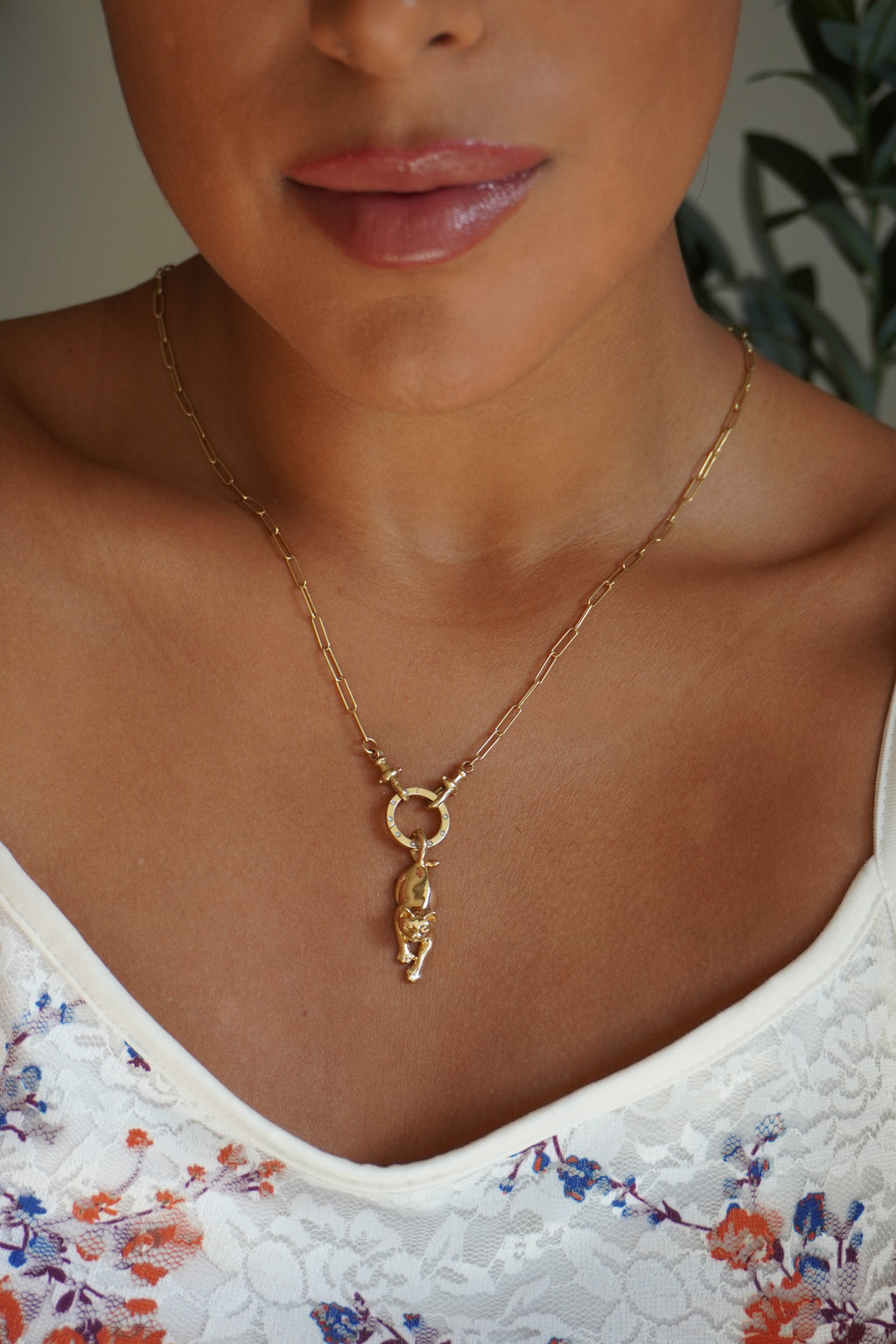 14K Yellow Gold Cat Pendant (3.3 g)