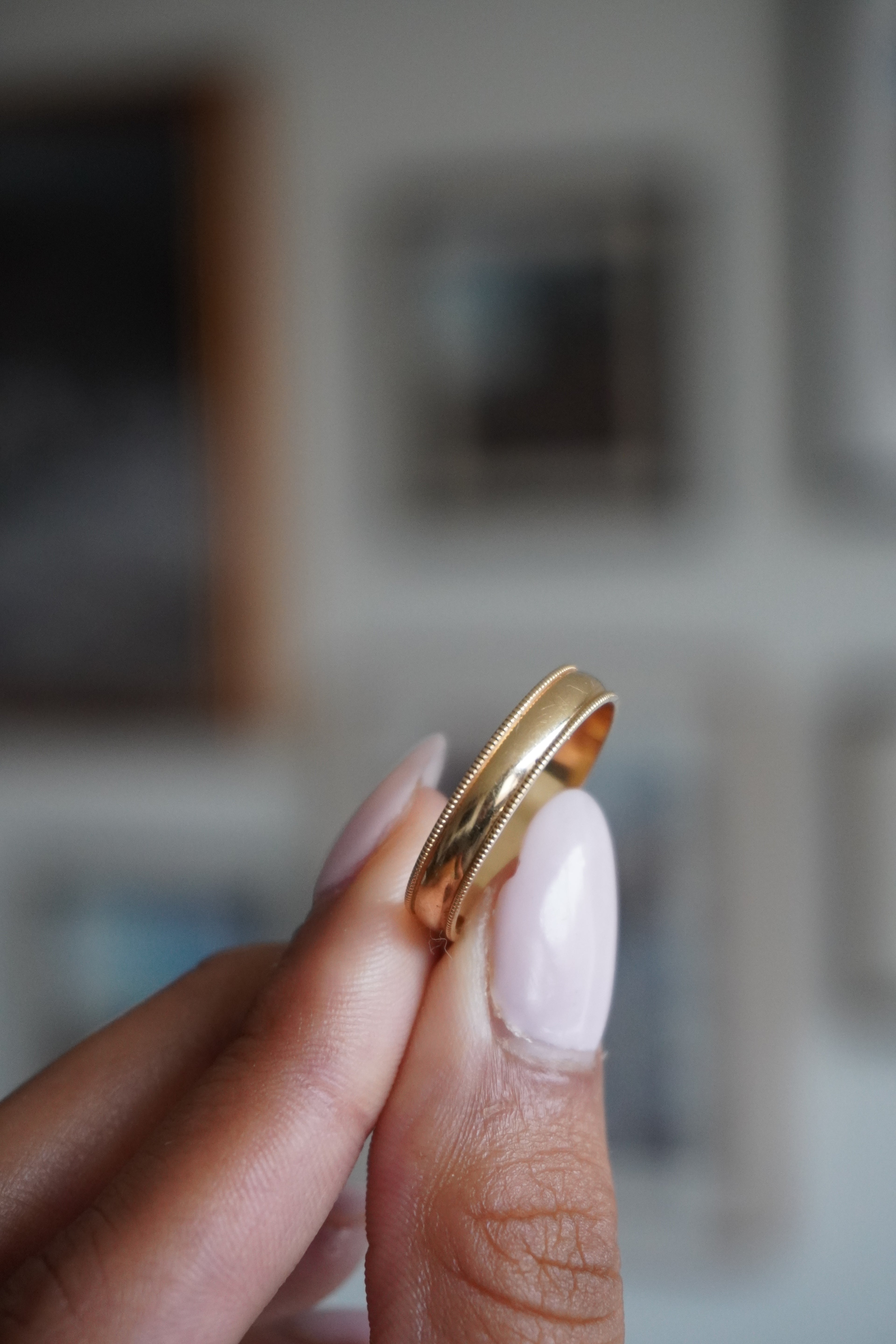 14K Yellow Gold Beaded Band Sz 10