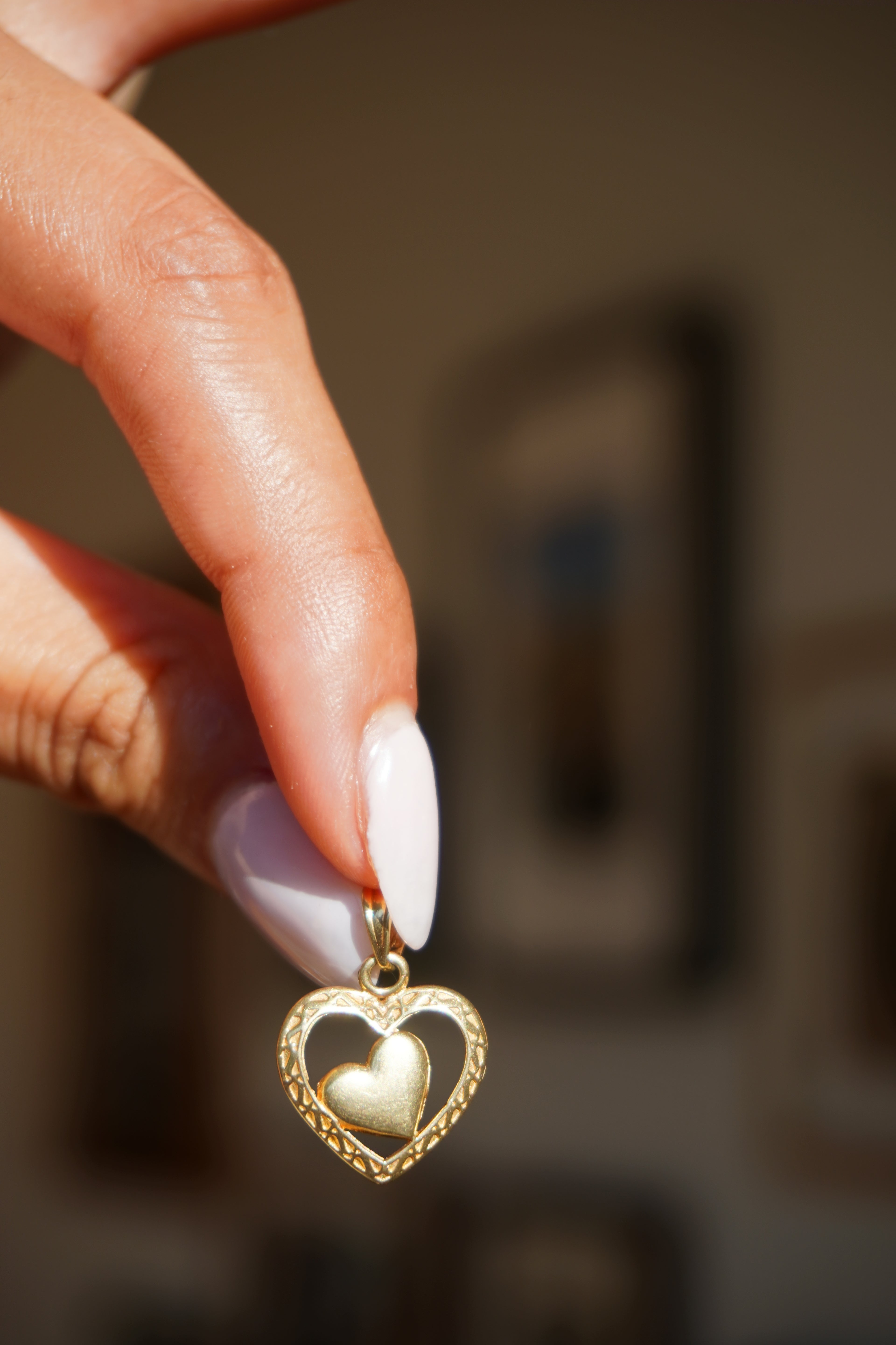 14K Yellow Gold Double Heart Pendant