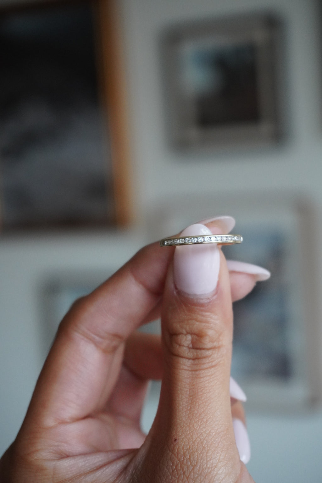 10K Yellow Gold Diamond Stacker Ring Sz 7