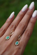 14K Yellow Gold Emerald (0.80 ctw) Diamond (0.24 ctw) Lever Back Earrings .55”