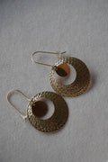 14K Yellow Gold Dangle Hoop Earrings (Silicone Backs)