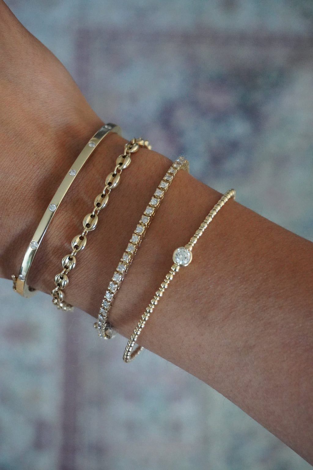 14K Yellow Gold Natural Diamond Tennis Bracelet 3 tcw. 7" (Appraisal Included)