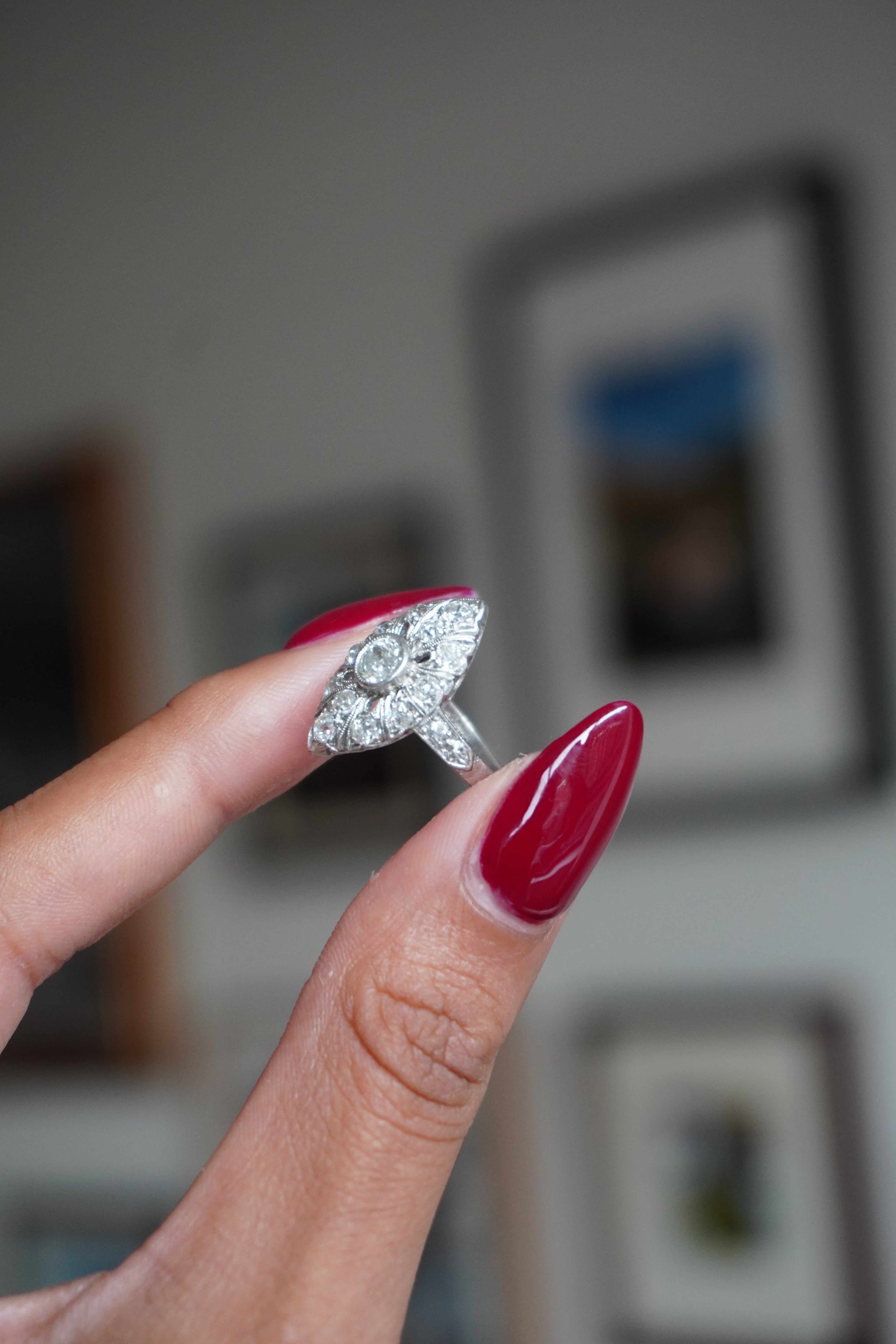 Platinum Antique Art Deco Old Mine Cut Diamond (0.82 ctw) Ring Sz 6 (5.45 g)
