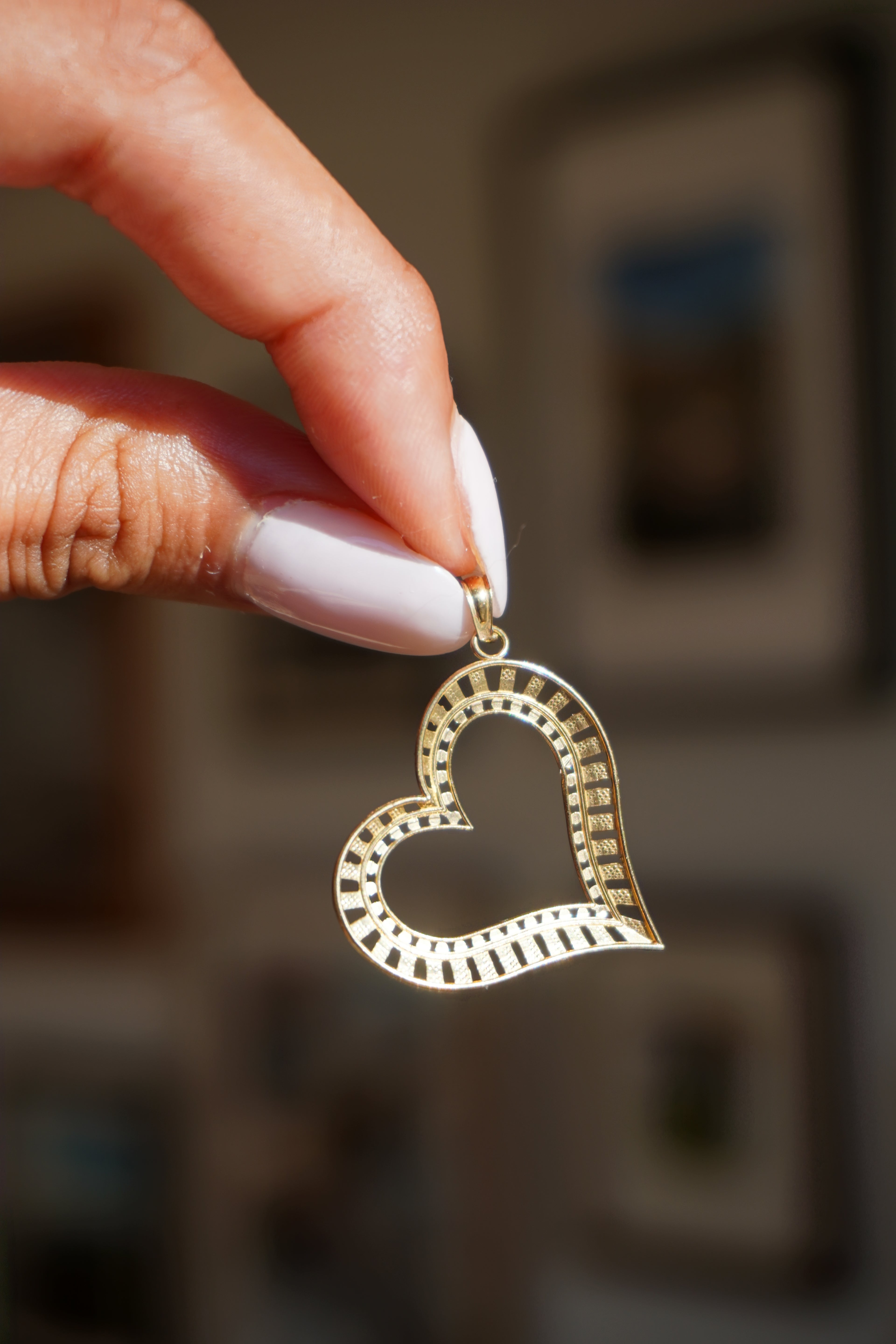 10K Yellow Gold Large Open Heart Pendant