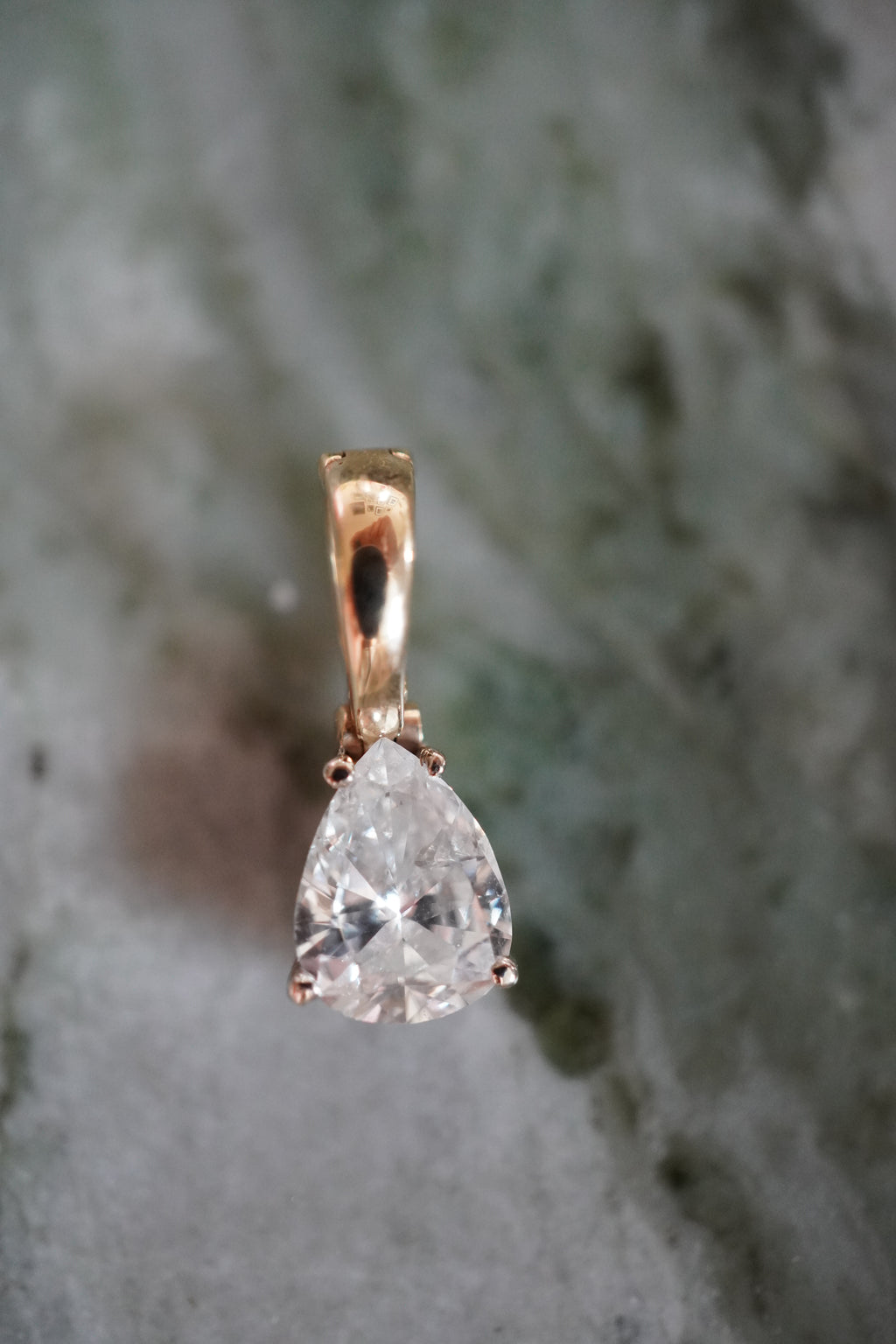 14K Natural Pear Cut Diamond (~1.25 tcw) Pendant