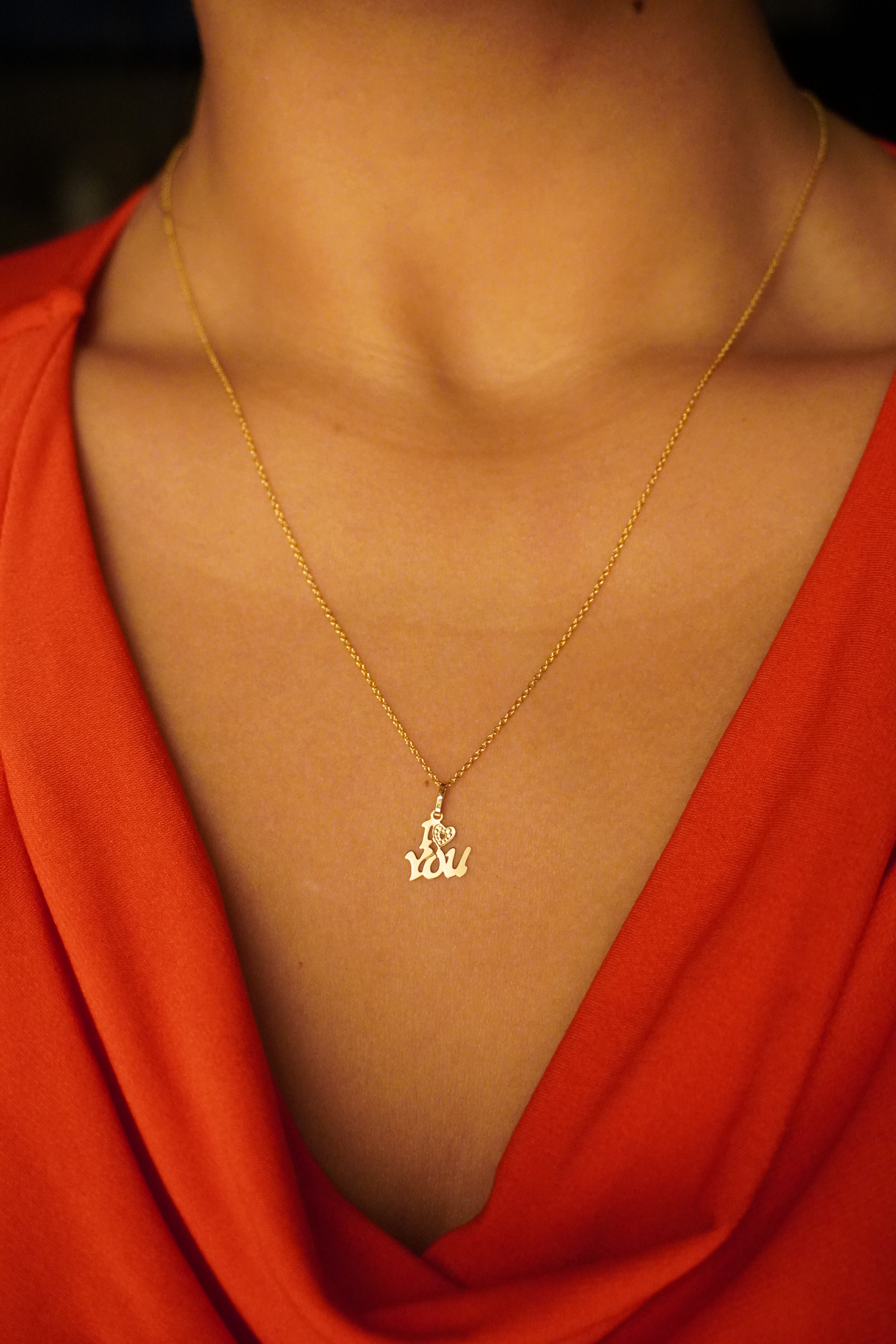14K Yellow Gold I Love You Pendant