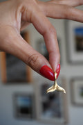14K Yellow Gold Whale Tail Pendant ~1"
