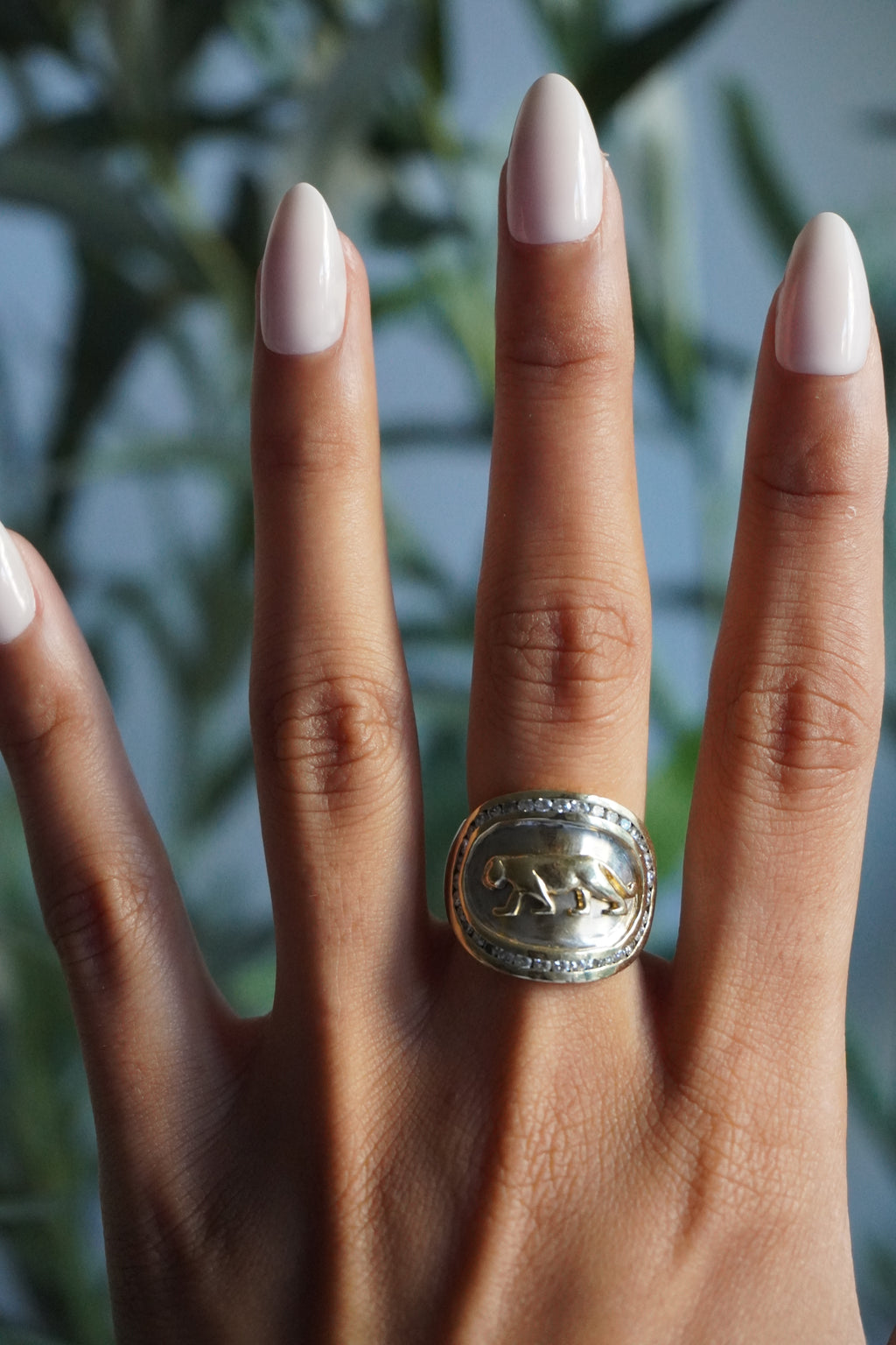 14K Two Tone Panther Diamond (~0.70 ctw) Ring Sz 6.75 (9.56 g)