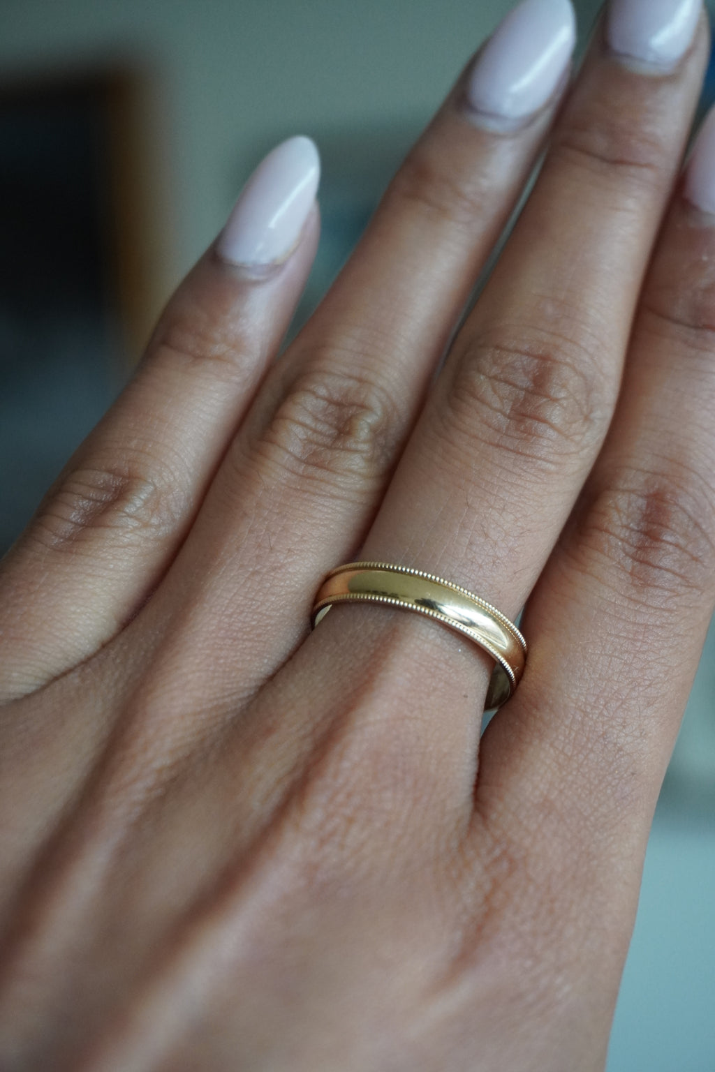 14K Yellow Gold Beaded Band Sz 10