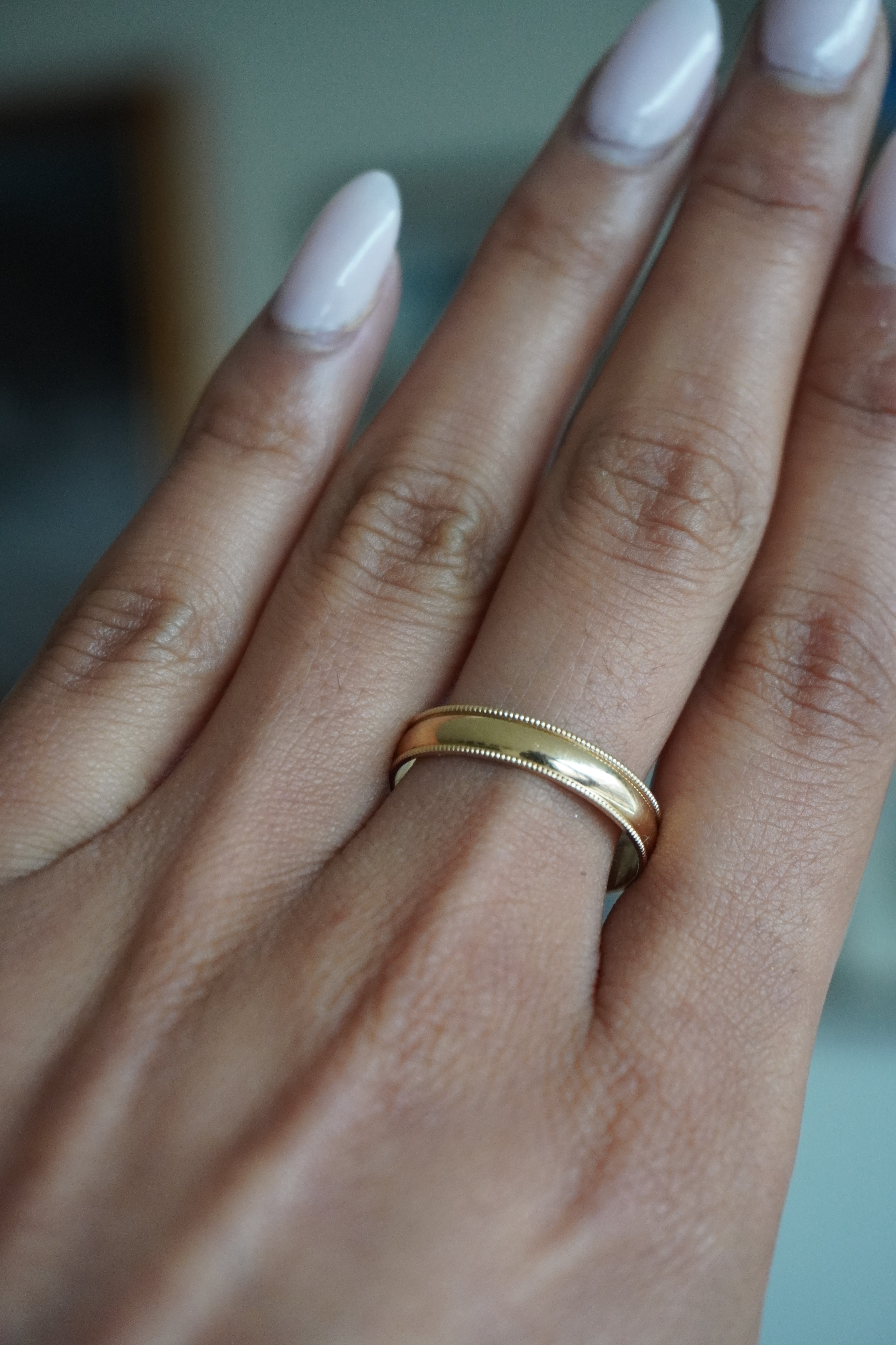 14K Yellow Gold Beaded Band Sz 10