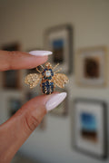 14K Yellow Gold Sapphire (1.8 ctw) Diamond (.14 ctw) Bee Pendant/Brooch