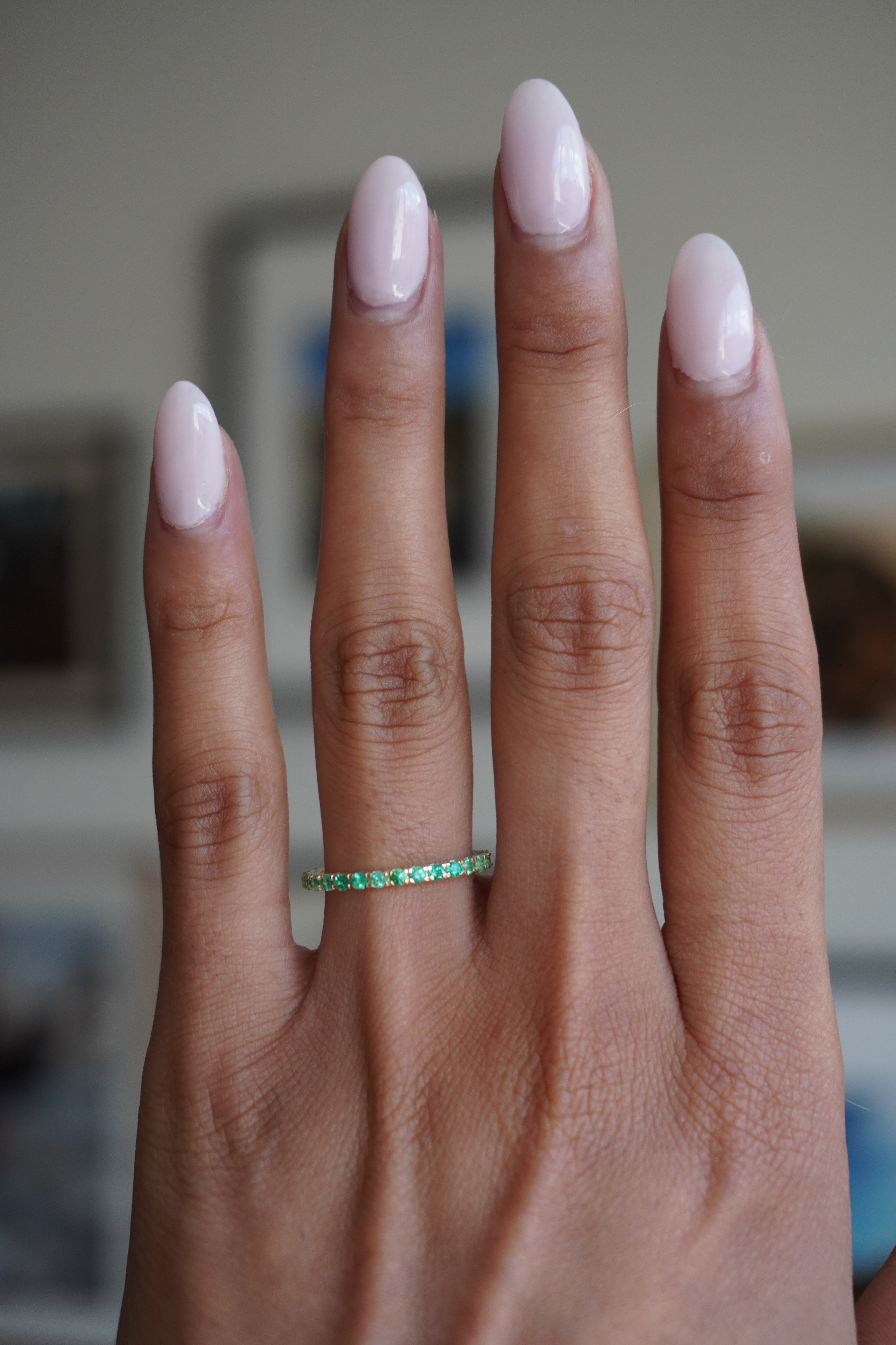 14K Yellow Gold Emerald (0.66 ctw) Eternity Band Sz 6