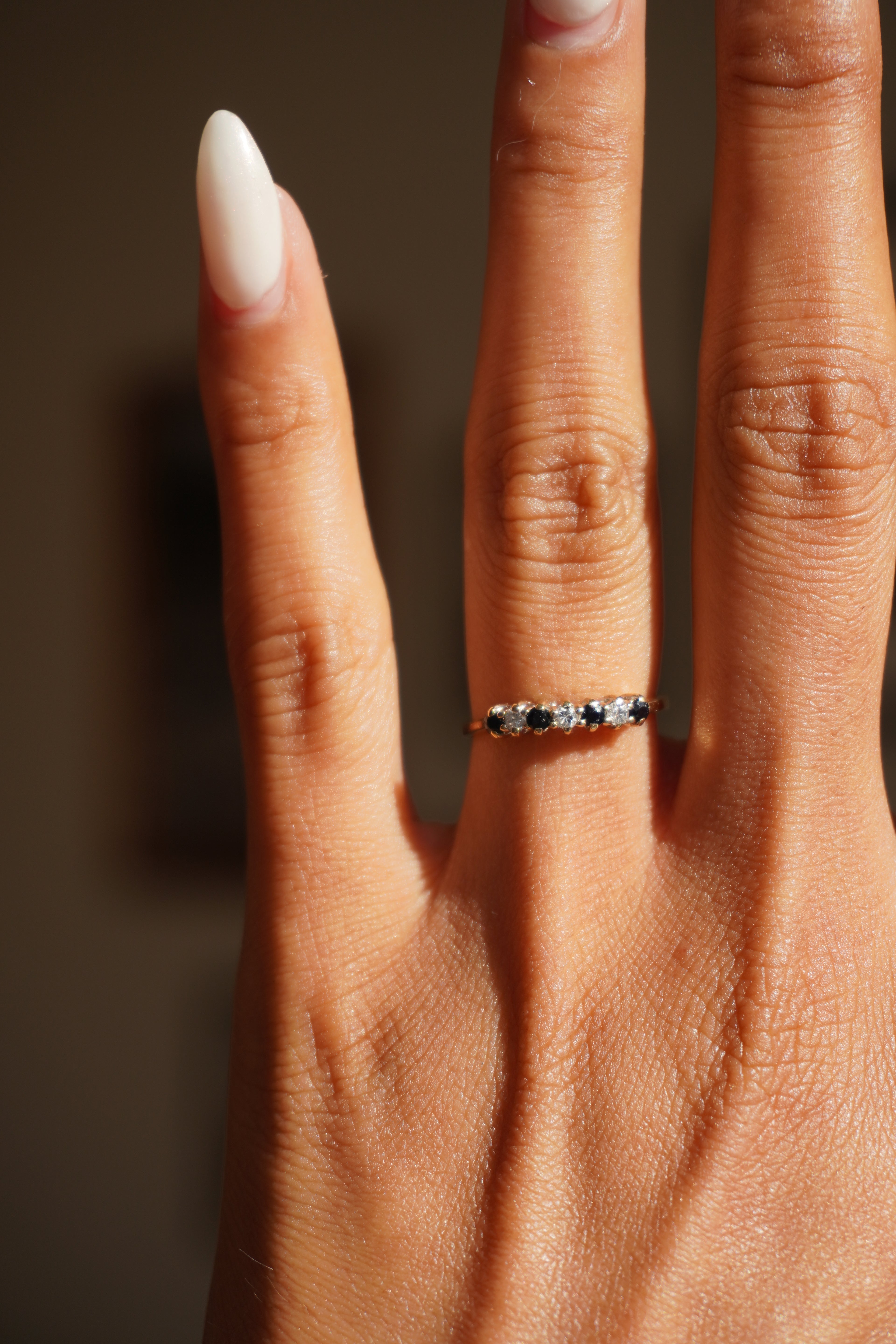14K Yellow Gold Diamond Sapphire Ring Sz 4.5
