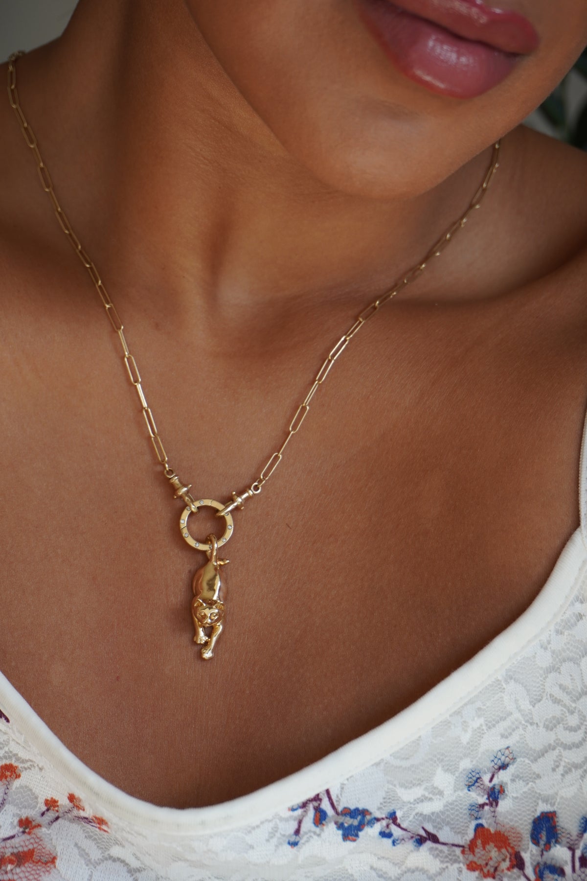 14K Yellow Gold Cat Pendant (3.3 g)