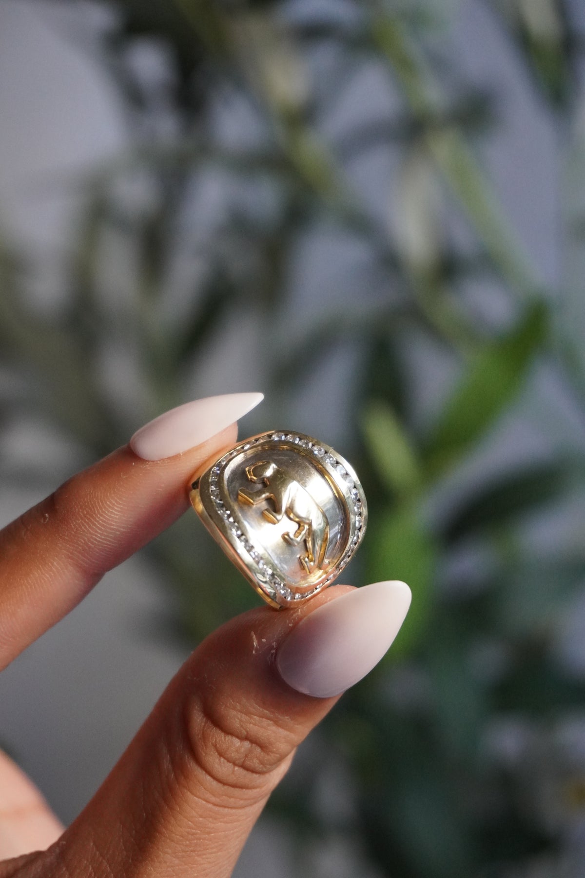 14K Two Tone Panther Diamond (~0.70 ctw) Ring Sz 6.75 (9.56 g)