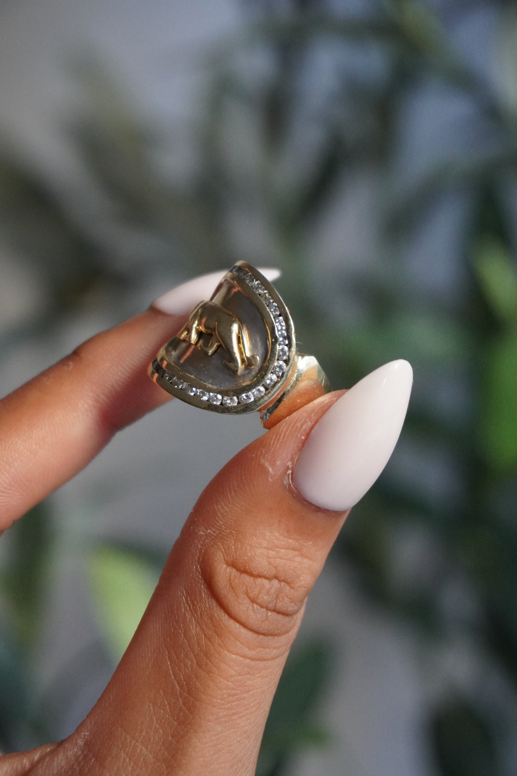 14K Two Tone Panther Diamond (~0.70 ctw) Ring Sz 6.75 (9.56 g)