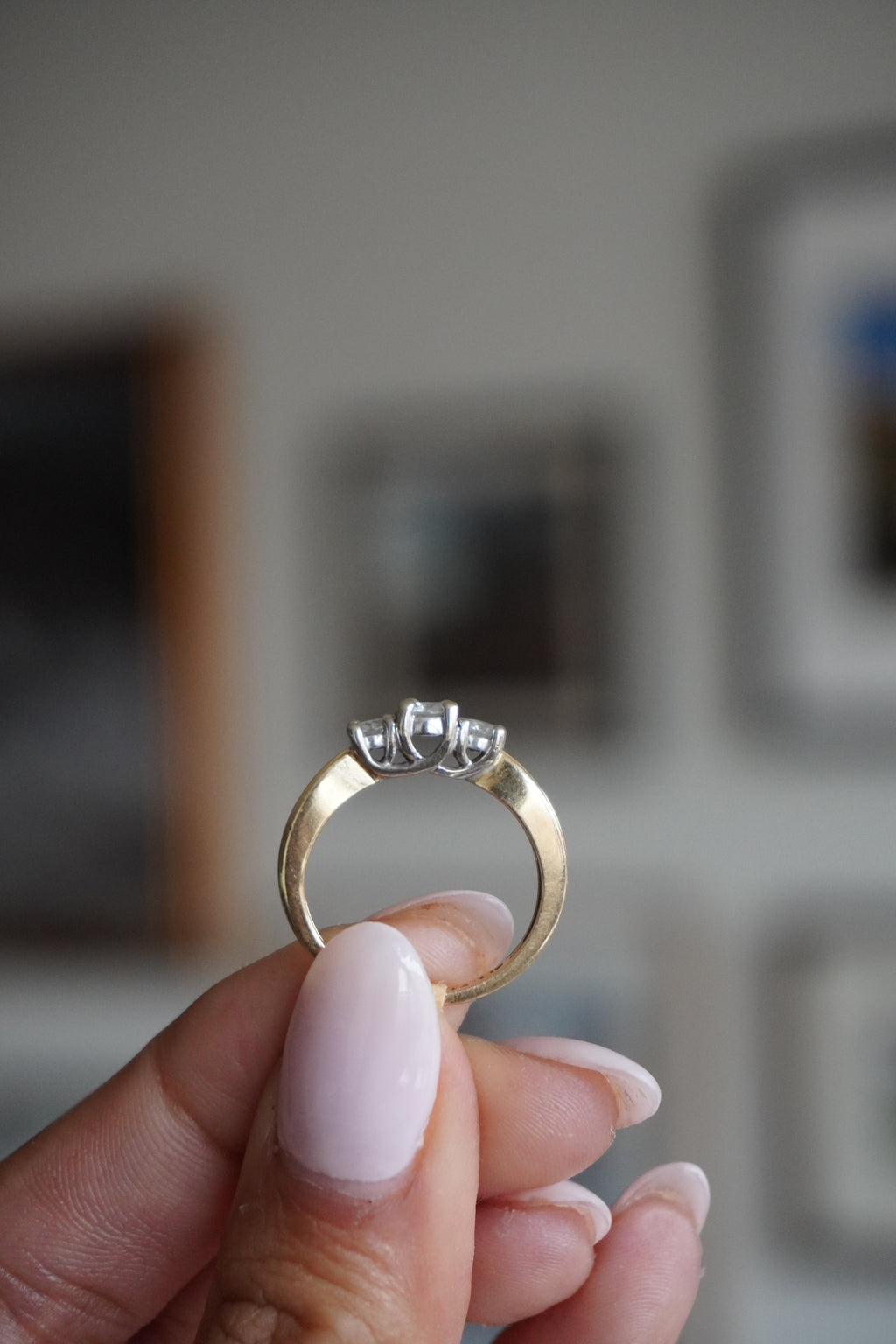 14K Yellow Gold 3 Diamond Ring (RBC .48 ctw I/SI) Size 5.75