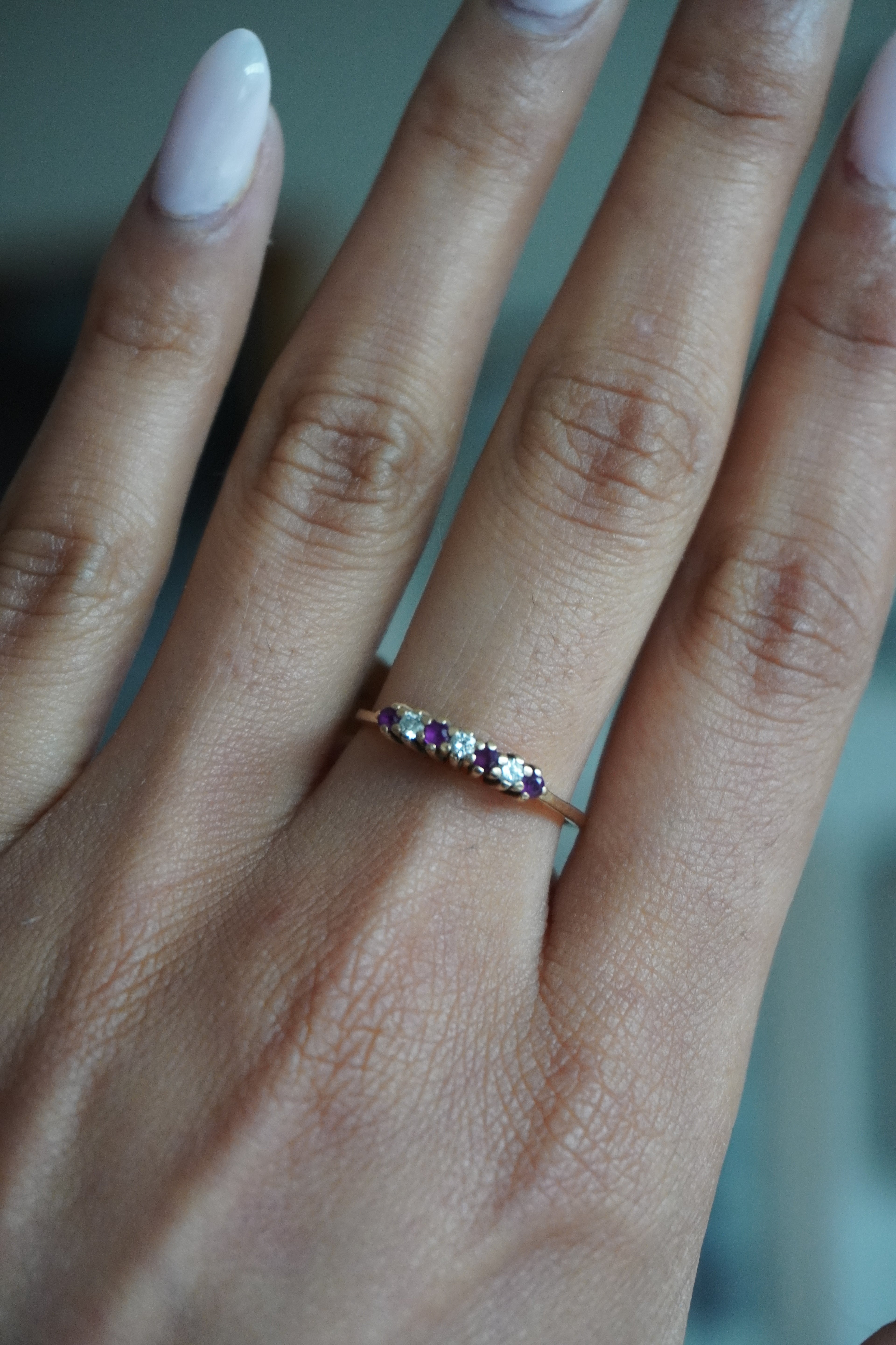 14K Yellow Gold Ruby Diamond Ring Sz 7.25