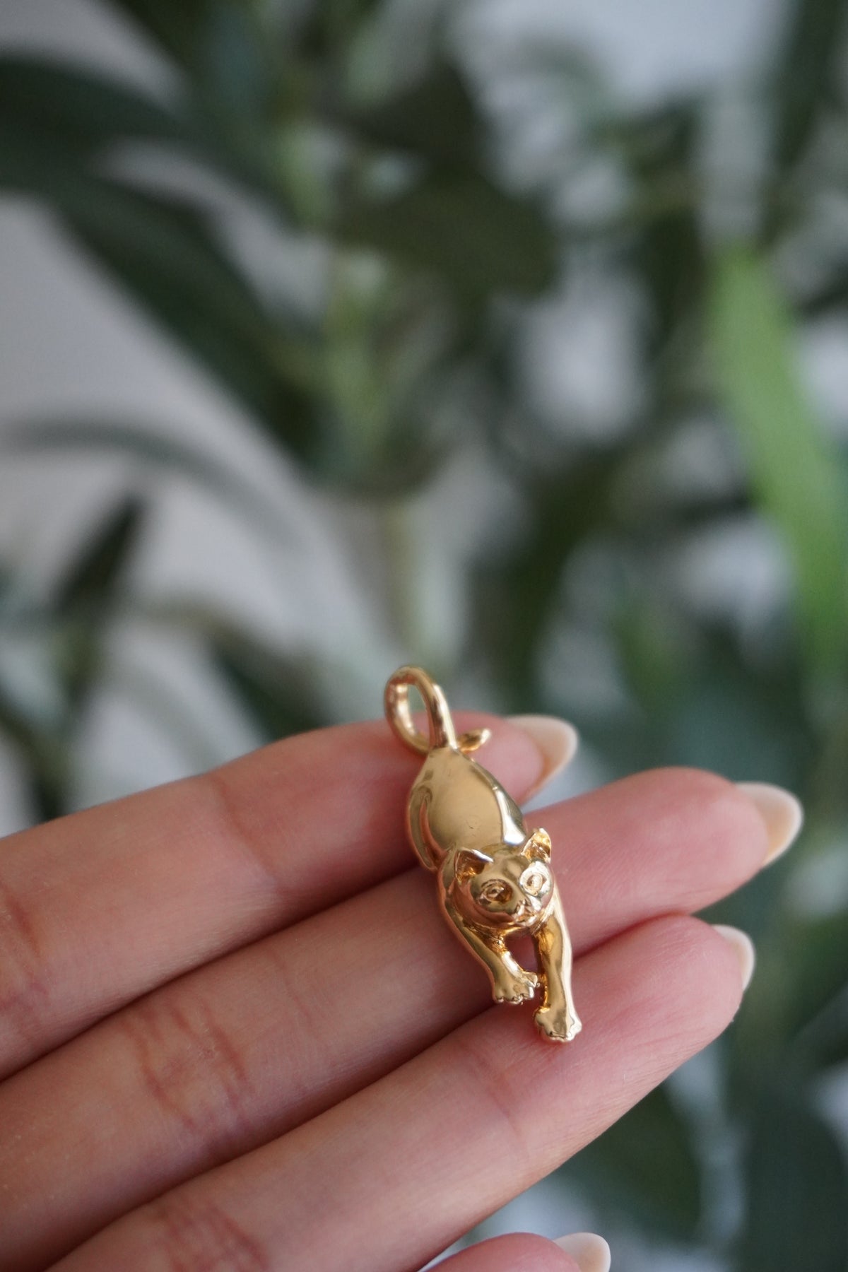 14K Yellow Gold Cat Pendant (3.3 g)
