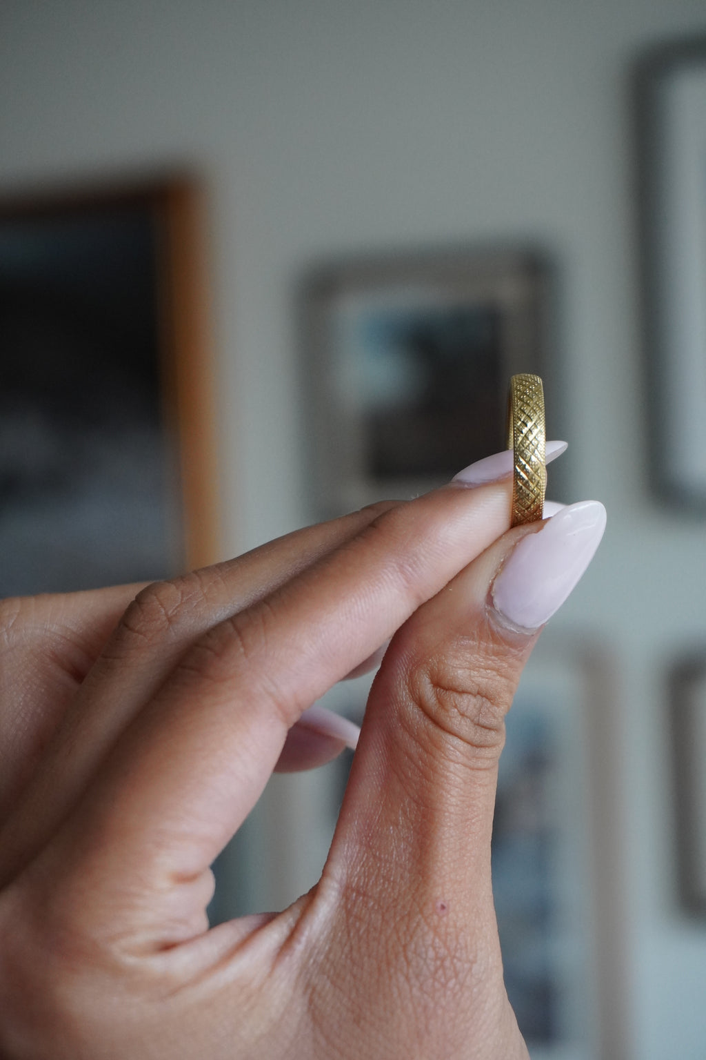 14K Yellow Gold Printed Gold Band Sz 7