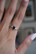14K Yellow Gold Sapphire and Diamond (0.12 ctw) Ring Sz 7.25