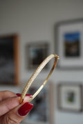 14K Yellow Gold Diamond (~1.00 ctw) Oval Bangle 2.5" Wide x 2 1/8” High
