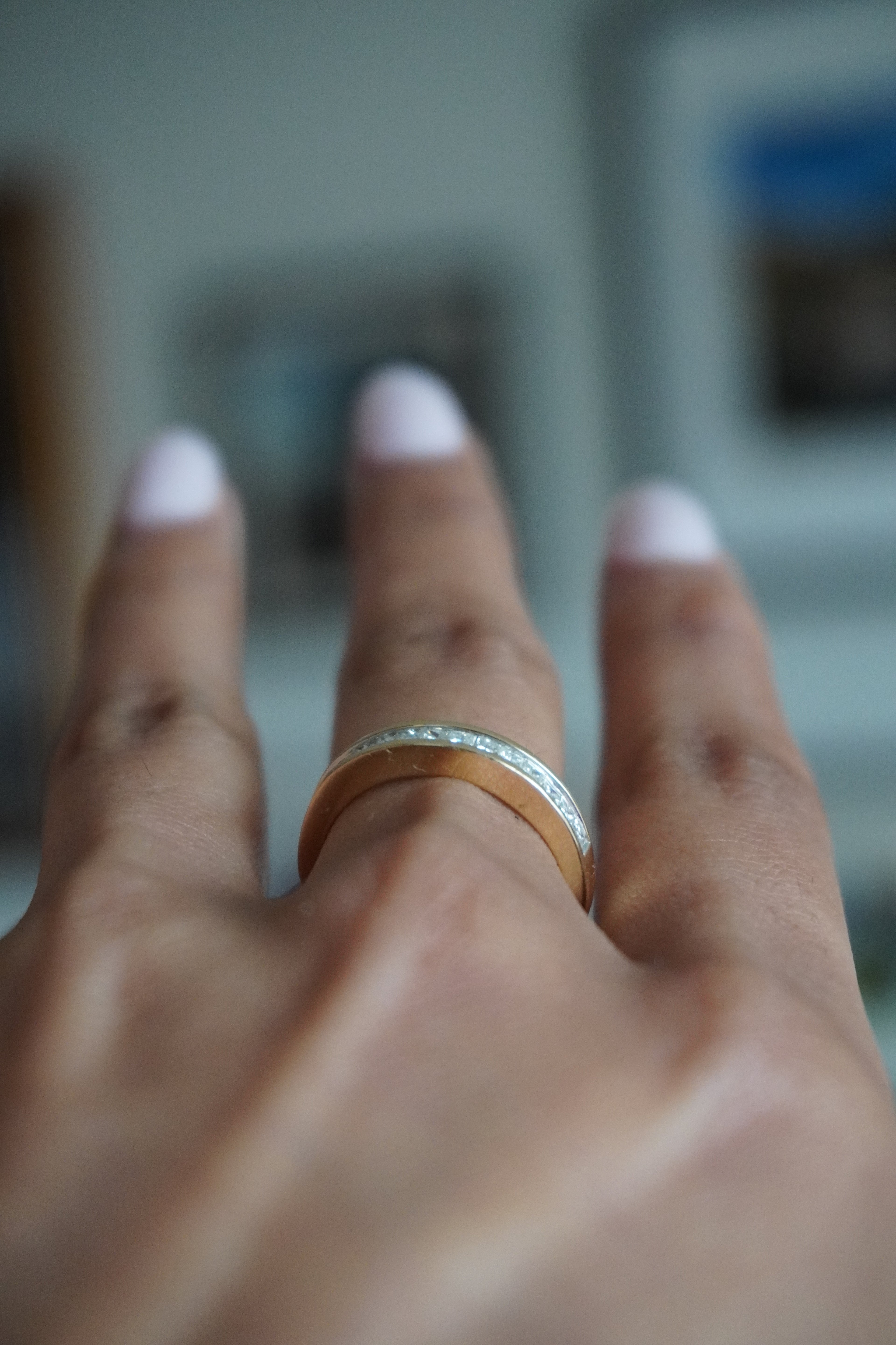 14K Yellow Gold Diamond Stacker Ring Sz 7.25
