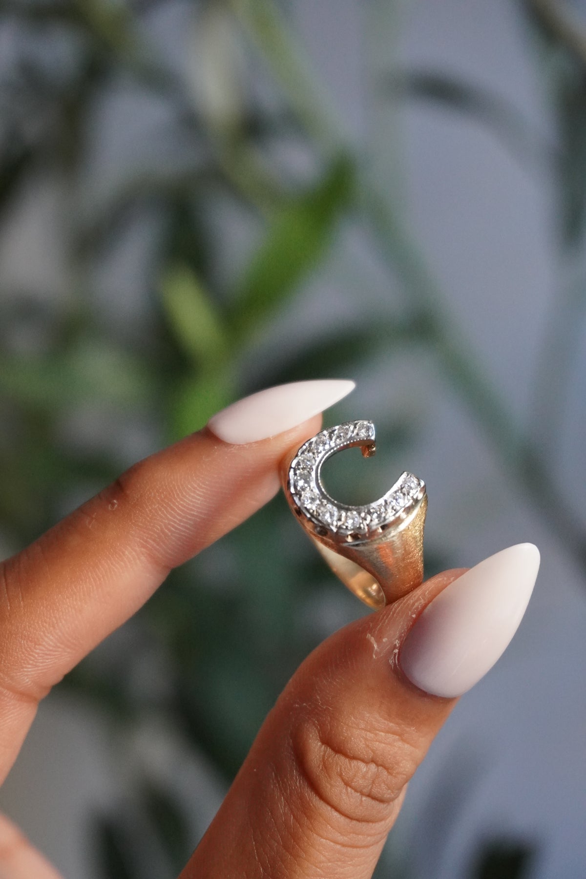 14K Yellow Gold Horseshoe Diamond (~0.30 ctw) Ring Sz 9 (7.8 g)