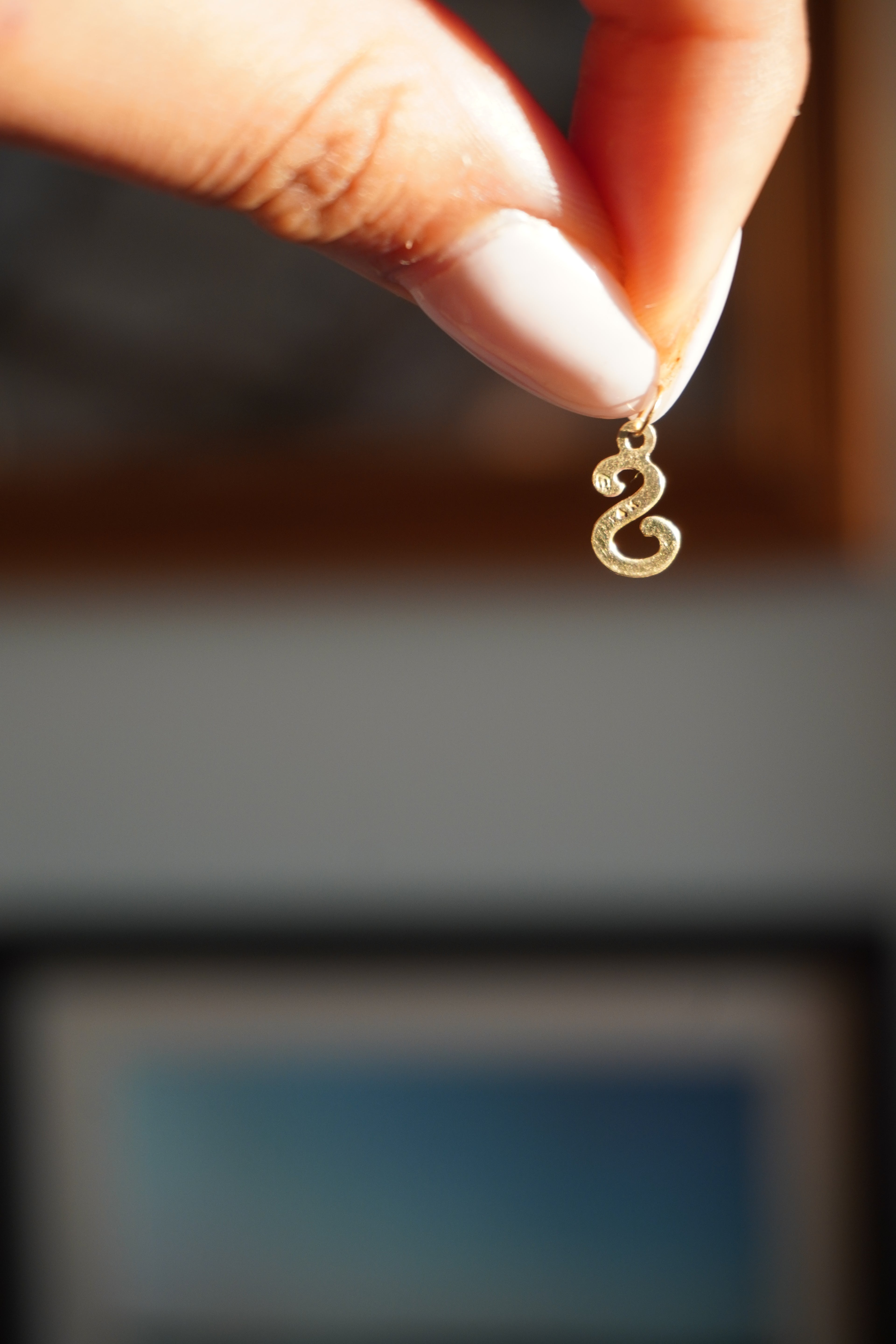 14K Yellow Gold "S" Initial Pendant