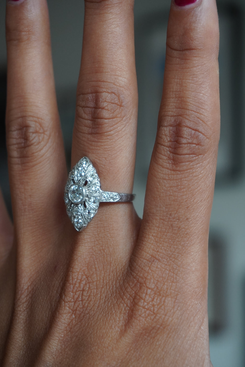 Platinum Antique Art Deco Old Mine Cut Diamond (0.82 ctw) Ring Sz 6 (5.45 g)