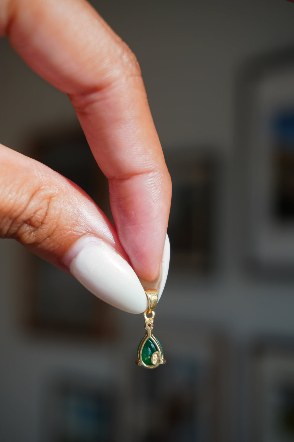 18K Yellow Gold Emerald Diamond Pendant
