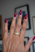 14K Yellow Gold Textured Eternity Band 9.2 mm Sz 8.25 (6.82 g)